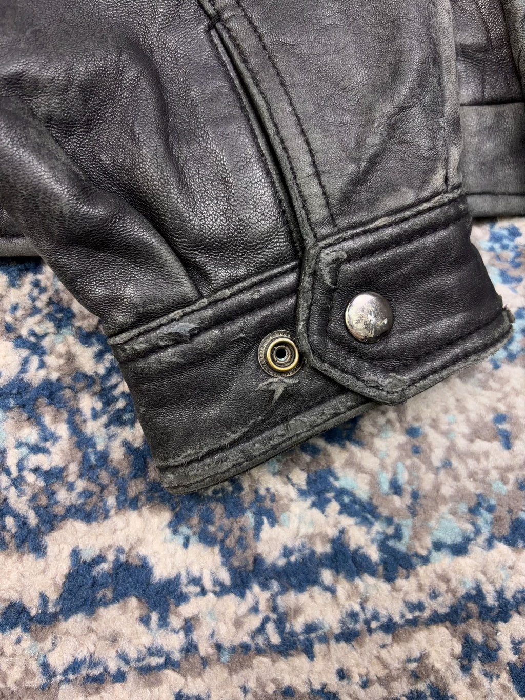 Vintage American Classic Full Zip Leather Bomber Jacket Size Large