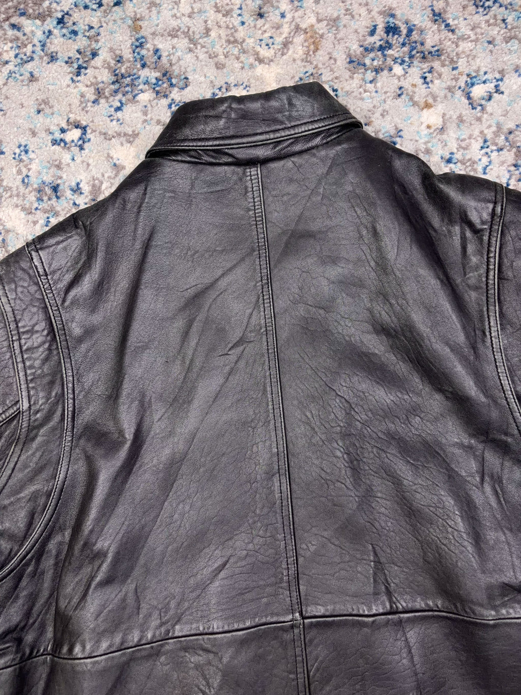 Vintage American Classic Full Zip Leather Bomber Jacket Size Large