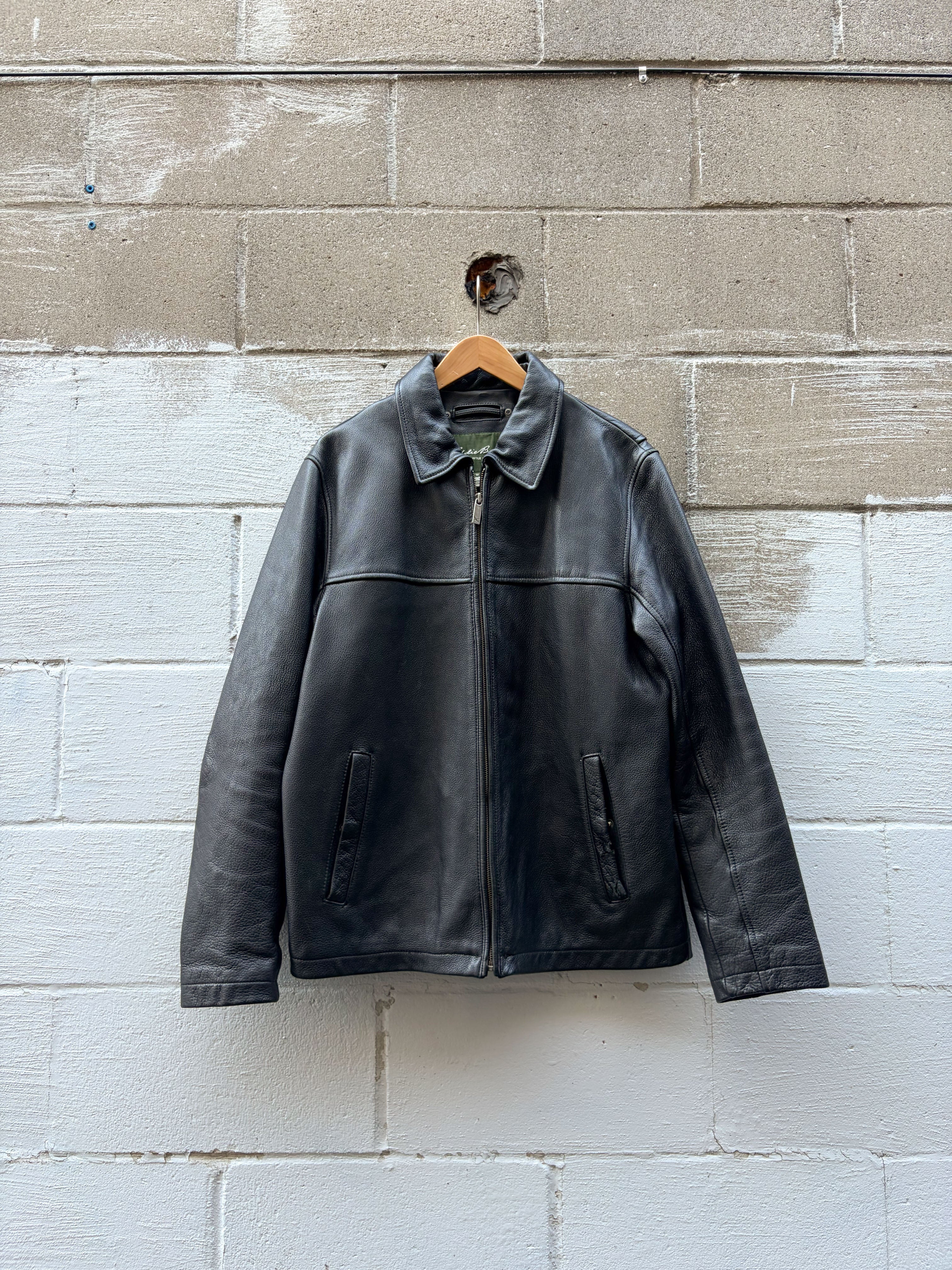 Vintage Eddie Bauer Full Zip Collared Leather Jacket Size Medium