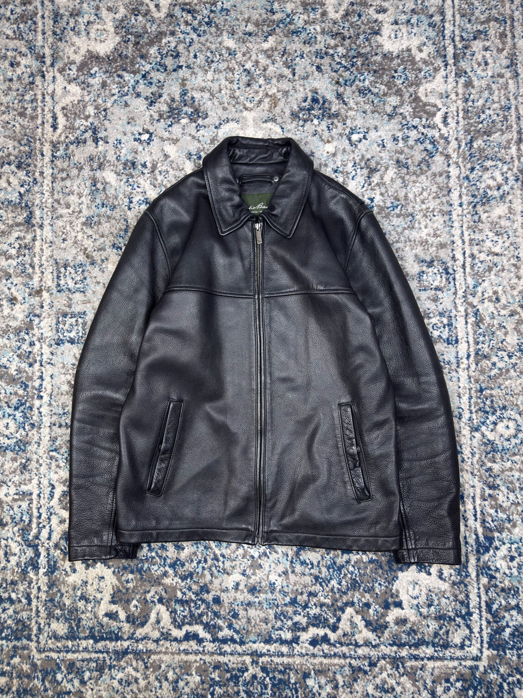 Vintage Eddie Bauer Full Zip Collared Leather Jacket Size Medium