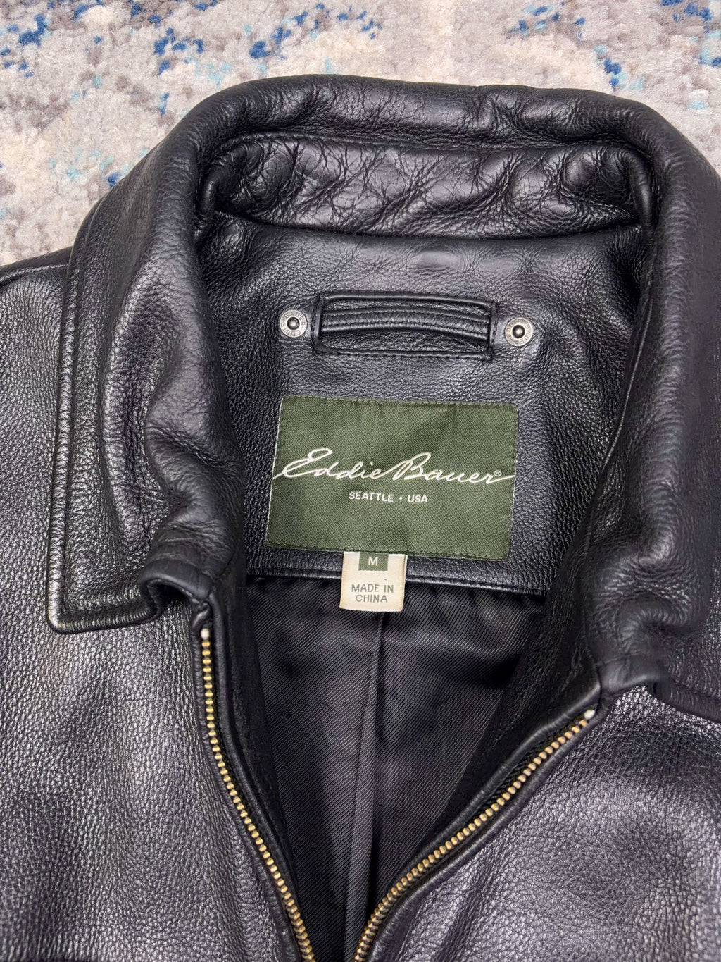 Vintage Eddie Bauer Full Zip Collared Leather Jacket Size Medium
