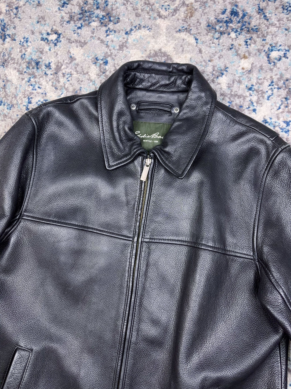 Vintage Eddie Bauer Full Zip Collared Leather Jacket Size Medium
