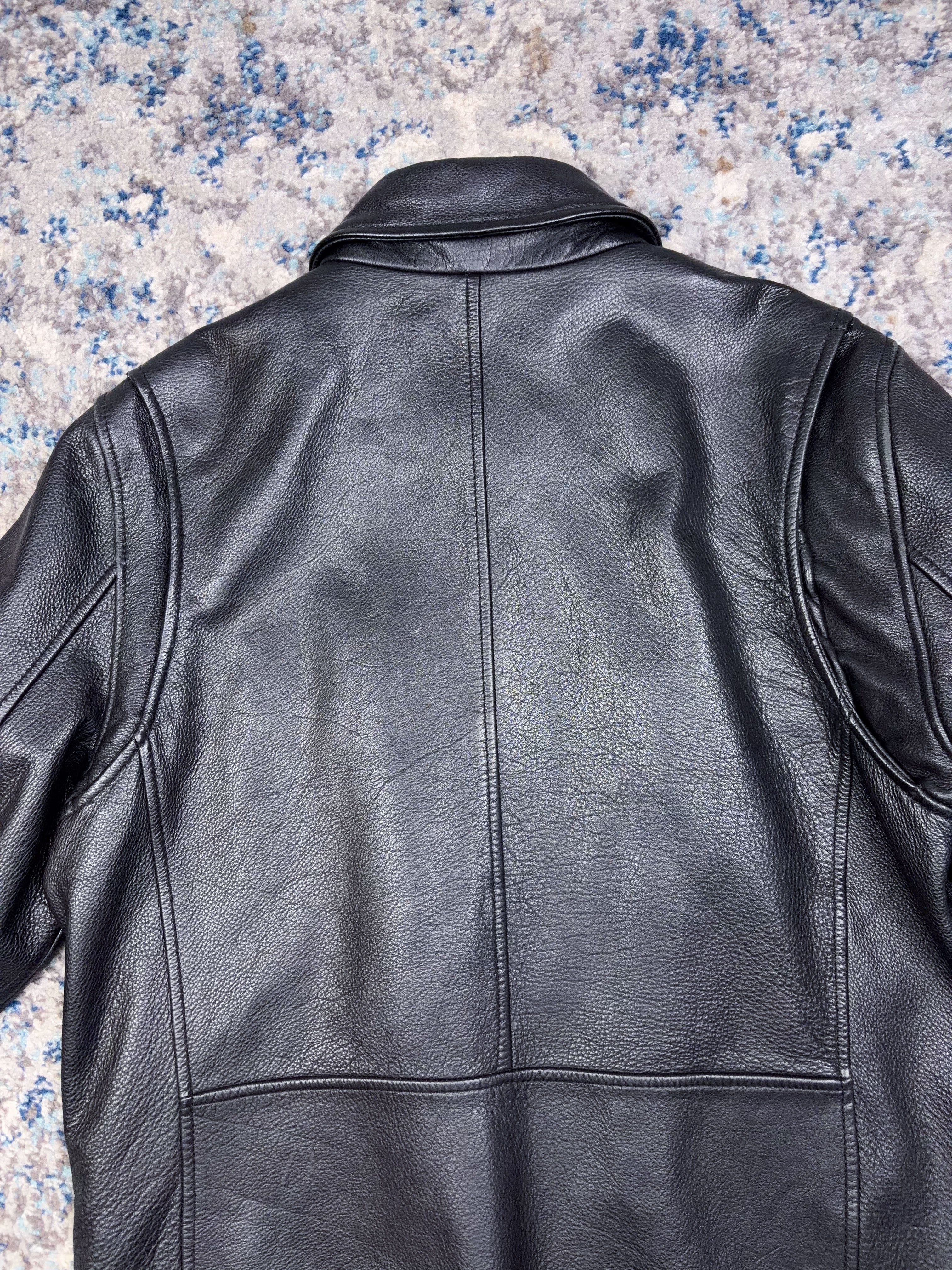 Vintage Eddie Bauer Full Zip Collared Leather Jacket Size Medium