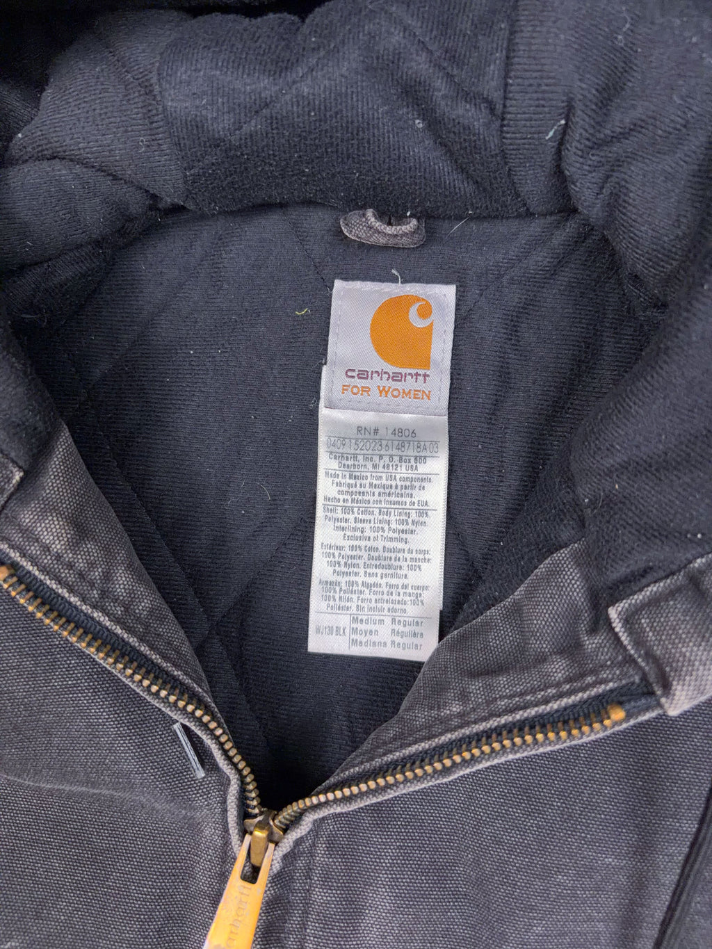 Womens Carhartt Canvas Workwear Insulated Active Jacket WJ130 BLK Size Medium