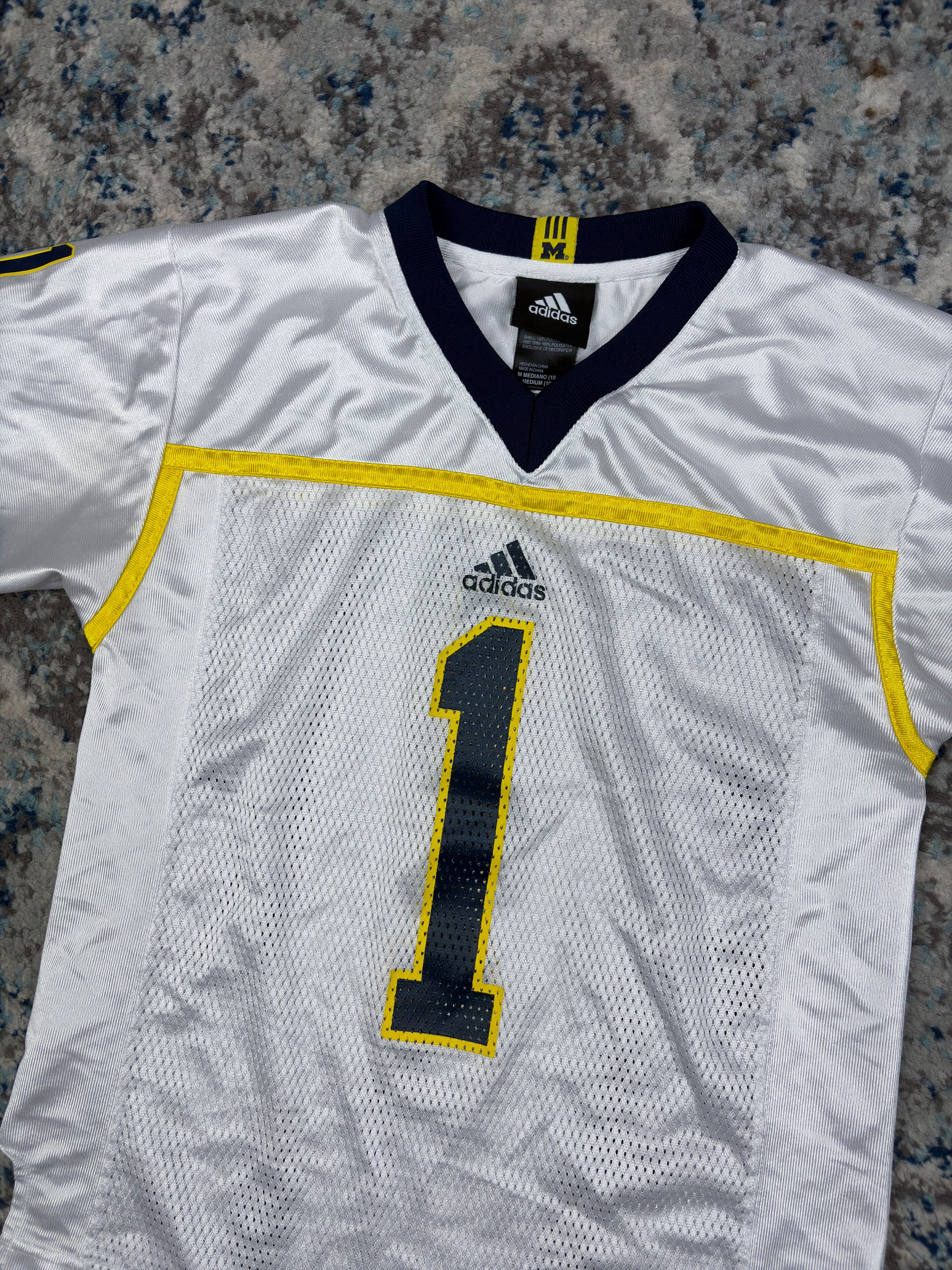Vintage Michigan Wolverines #1 NCAA Adidas Football Jersey Size M(10-12) YOUTH