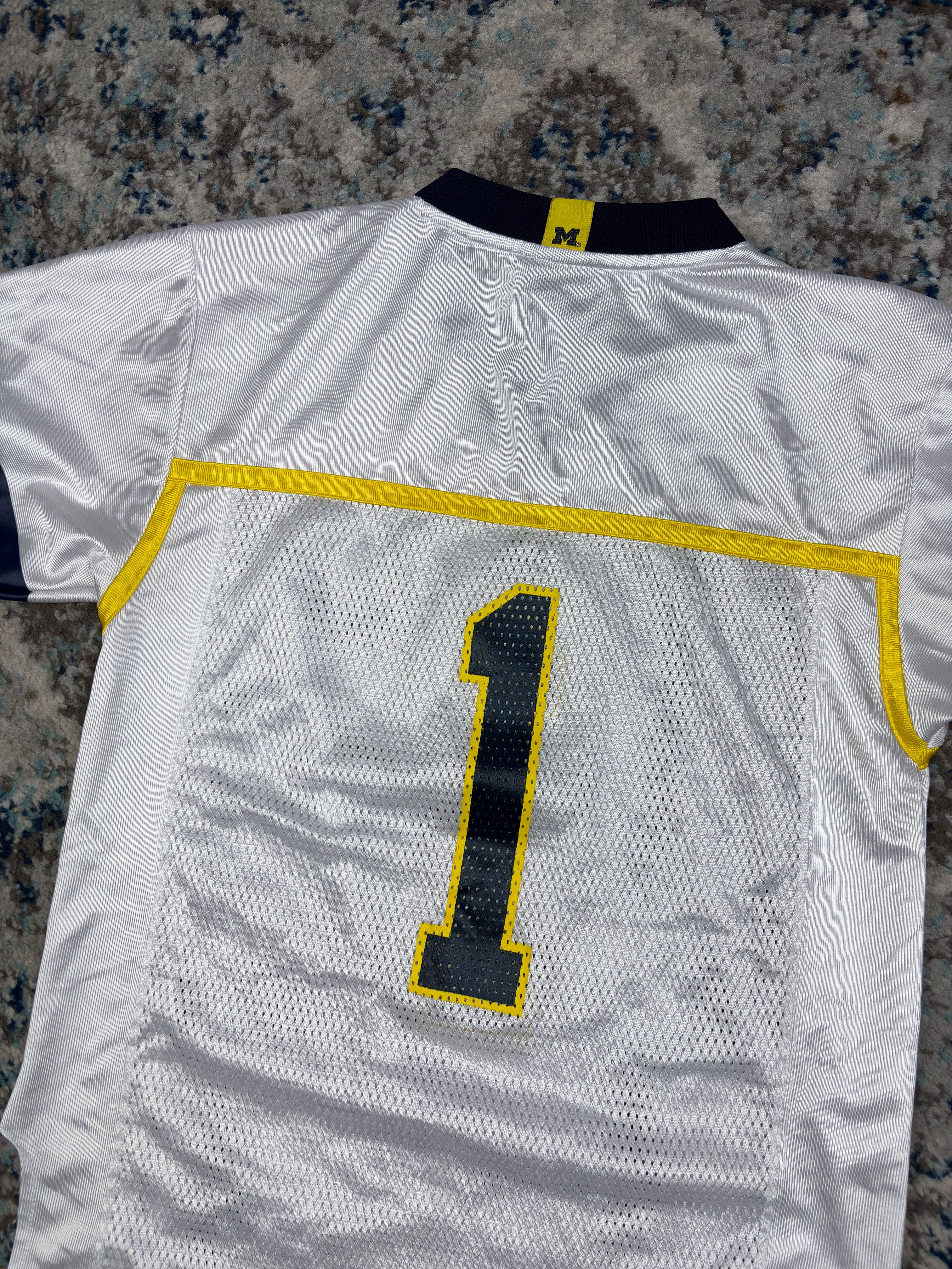 Vintage Michigan Wolverines #1 NCAA Adidas Football Jersey Size M(10-12) YOUTH