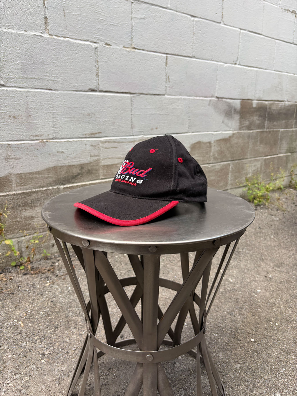 Vintage Budweiser Racing Embroidered Logo Nascar Strapback Hat OSFA