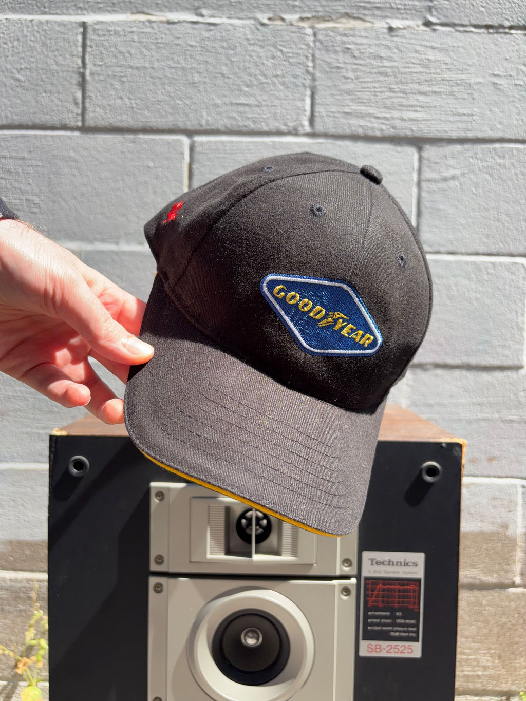 Vintage Goodyear Embroidered Spellout Logo Nascar cStrapback Hat OSFA