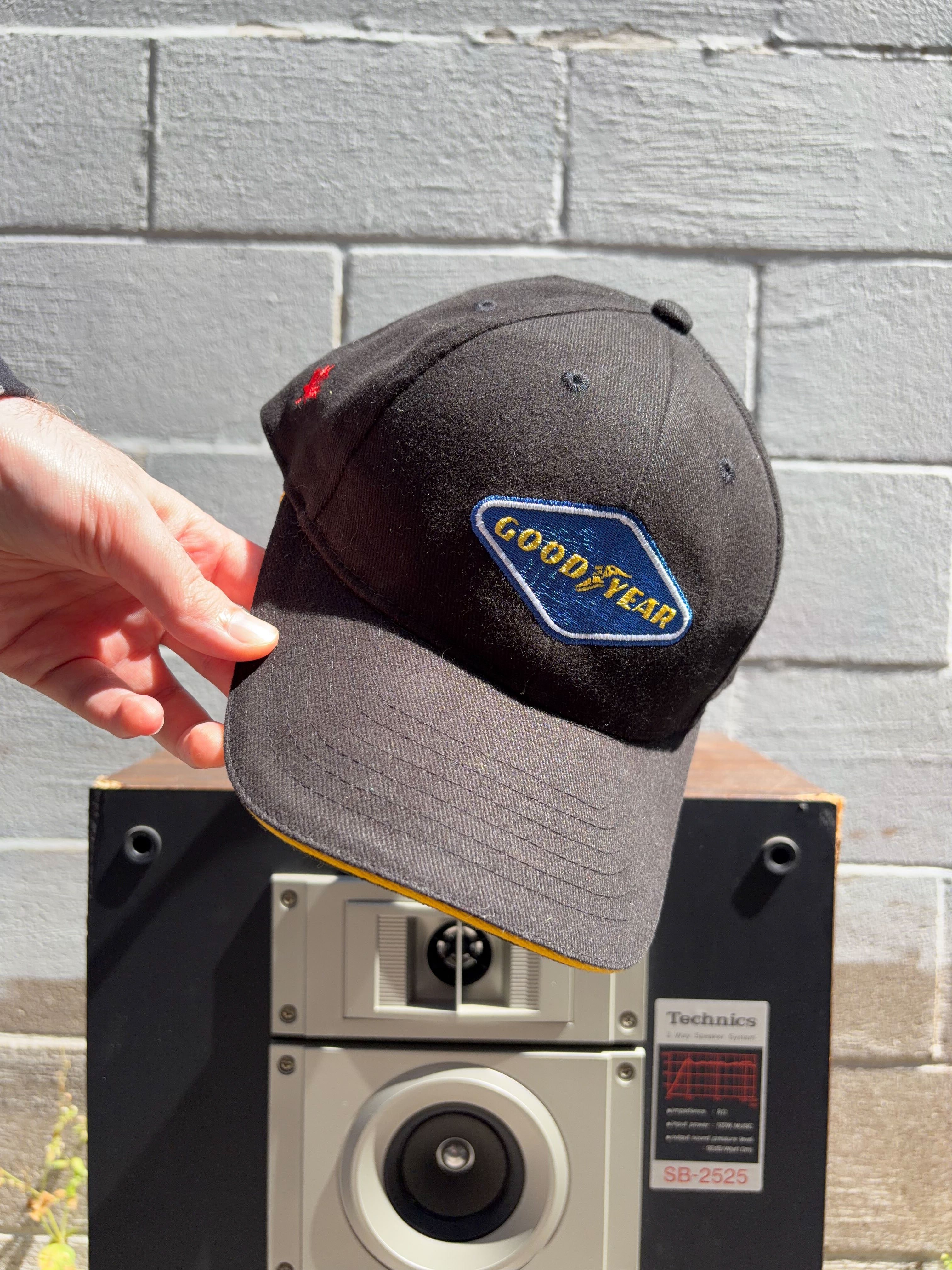 Vintage Goodyear Embroidered Spellout Logo Nascar cStrapback Hat OSFA