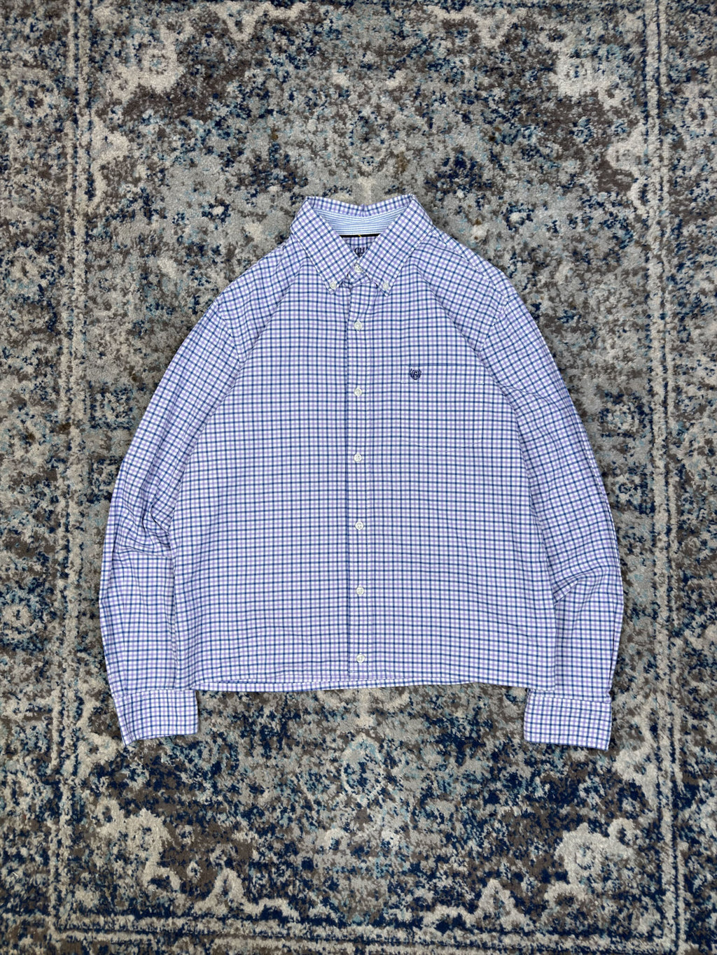 Chaps Ralph Lauren Embroidered Crest Long Sleeve Button Up Shirt Size Medium