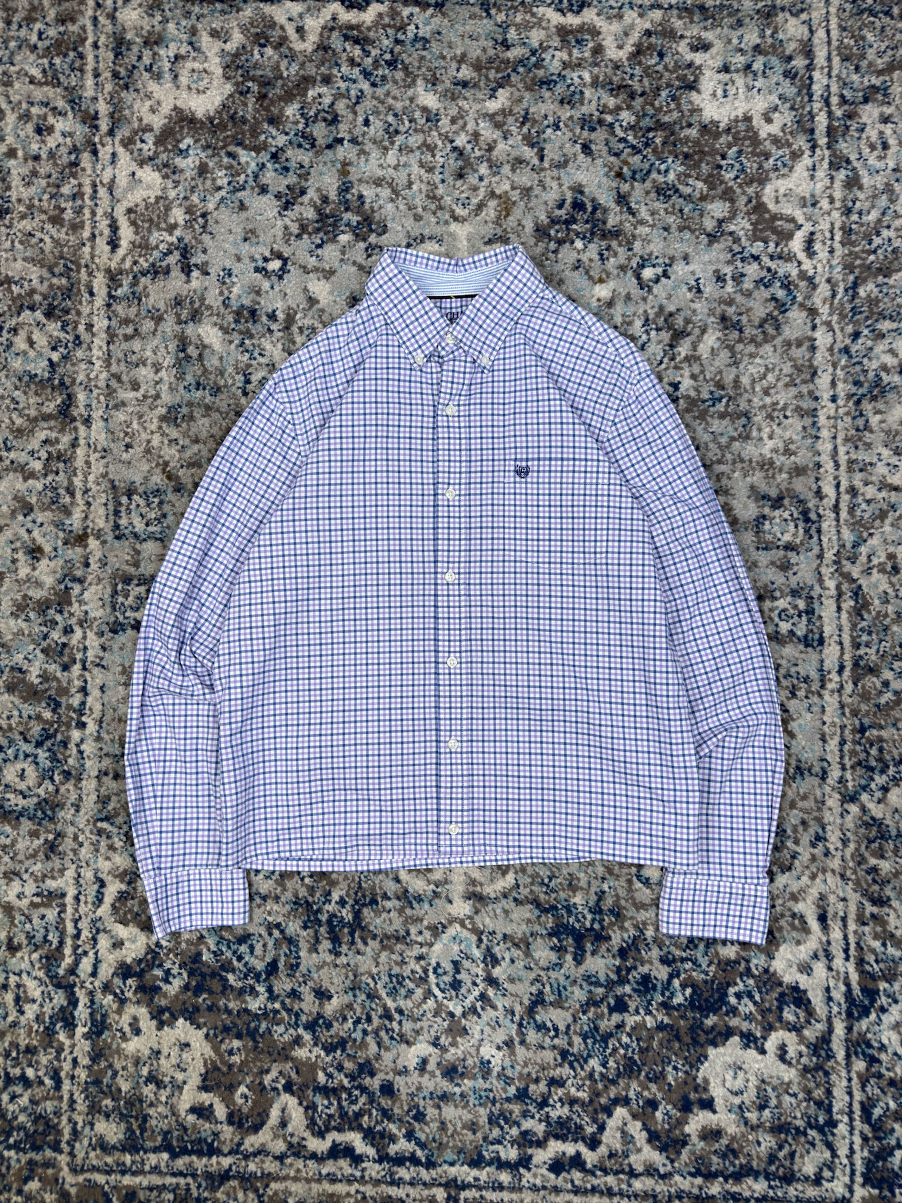 Chaps Ralph Lauren Embroidered Crest Long Sleeve Button Up Shirt Size Medium