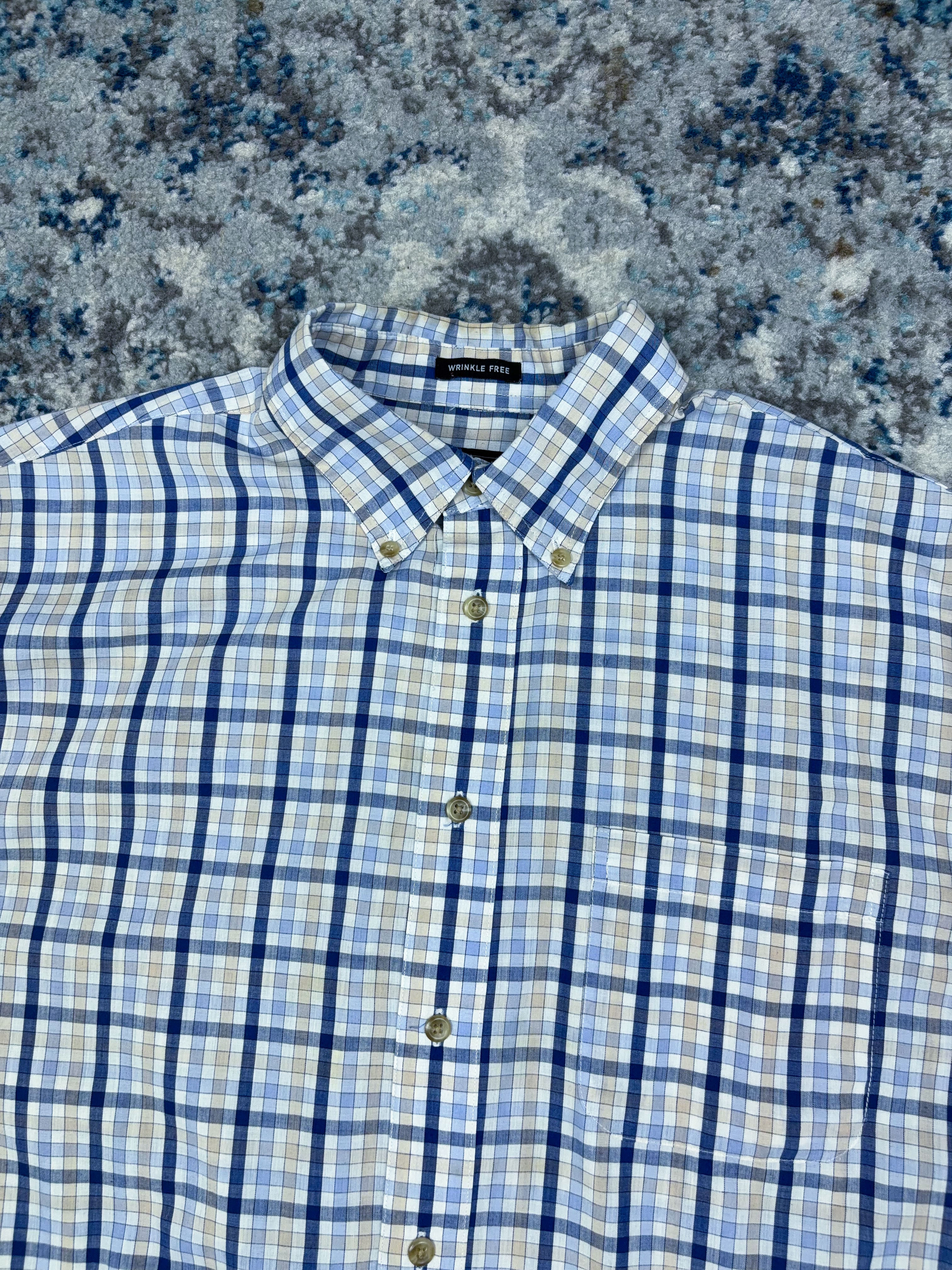 Vintage Consensus Sportswear Plaid Short Sleeve Reworked Button Up Shirt Size Medium