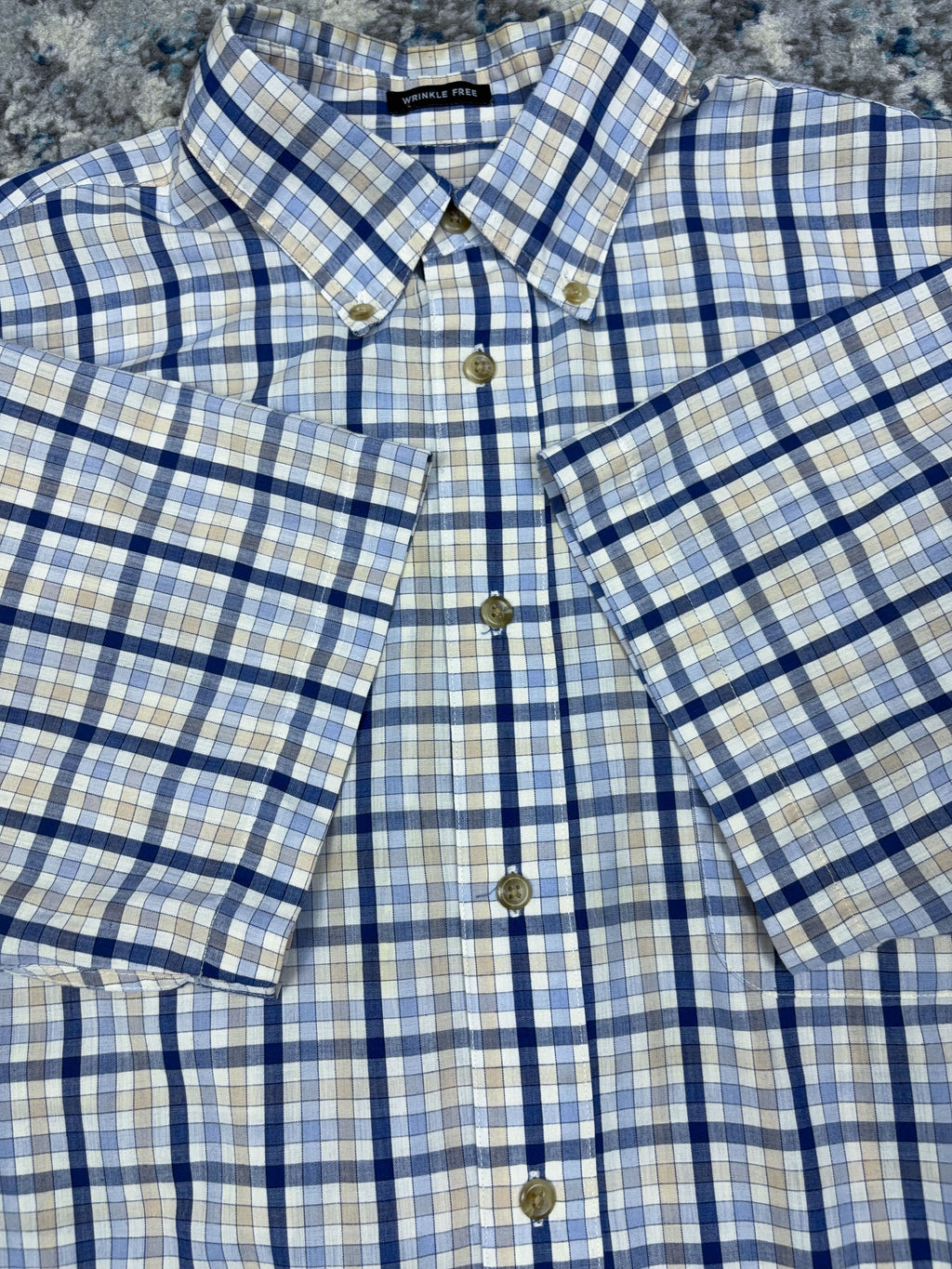 Vintage Consensus Sportswear Plaid Short Sleeve Reworked Button Up Shirt Size Medium