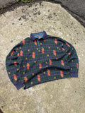 Vintage Chaps Ralph Lauren Plaid Autumn Leaves Pattern 1/4 Button Up Shirt Size Large