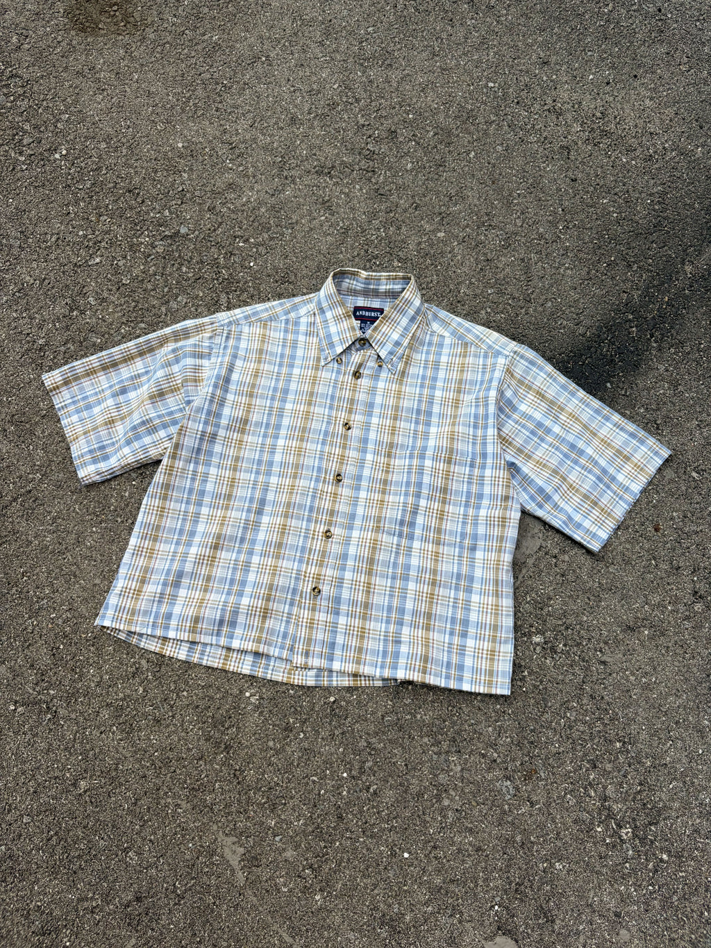Vintage Andhurst Plaid Reworked Short Sleeve Button Up Shirt Size Medium