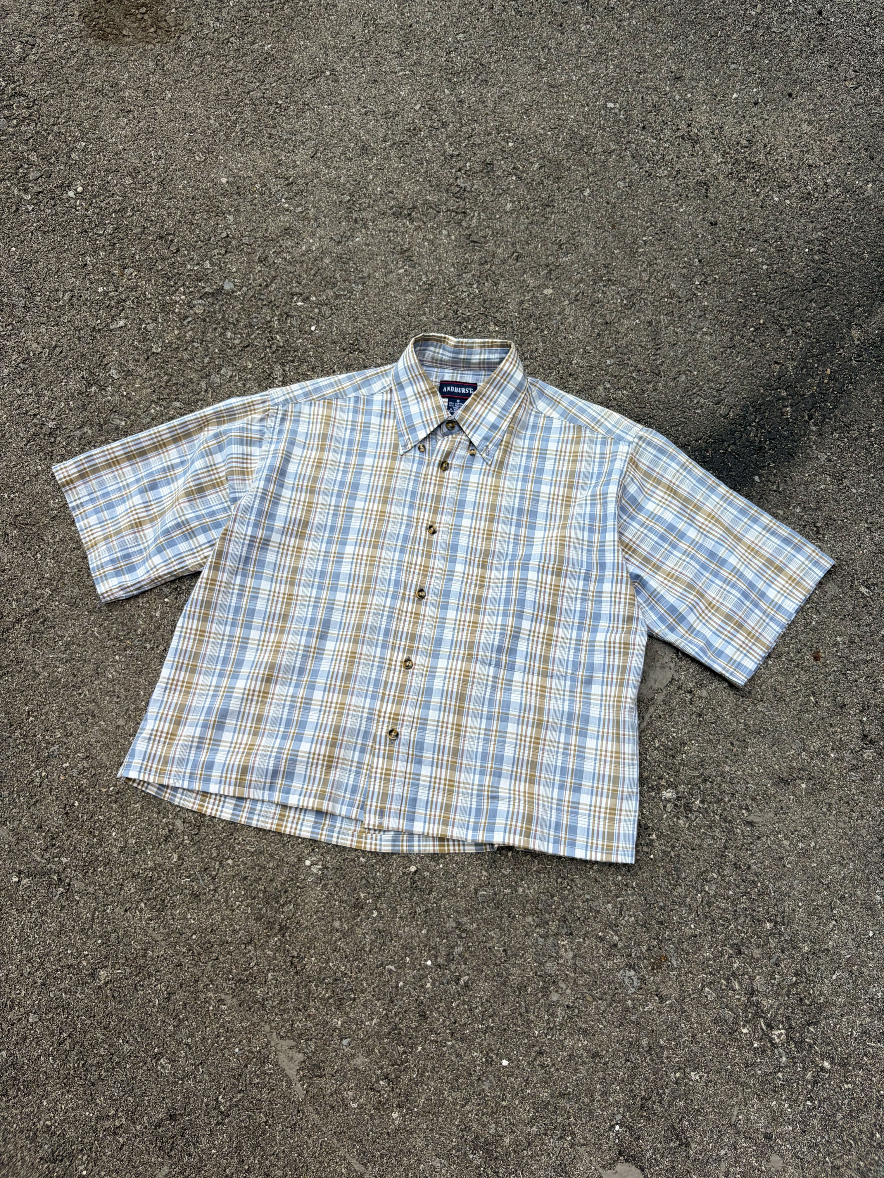 Vintage Andhurst Plaid Reworked Short Sleeve Button Up Shirt Size Medium