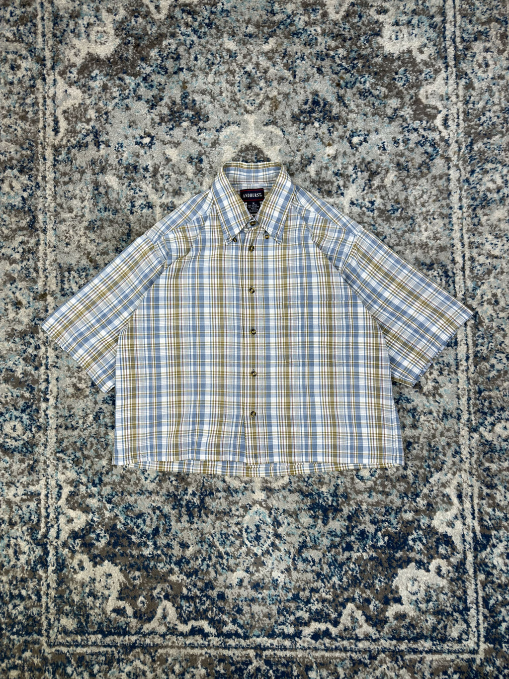 Vintage Andhurst Plaid Reworked Short Sleeve Button Up Shirt Size Medium