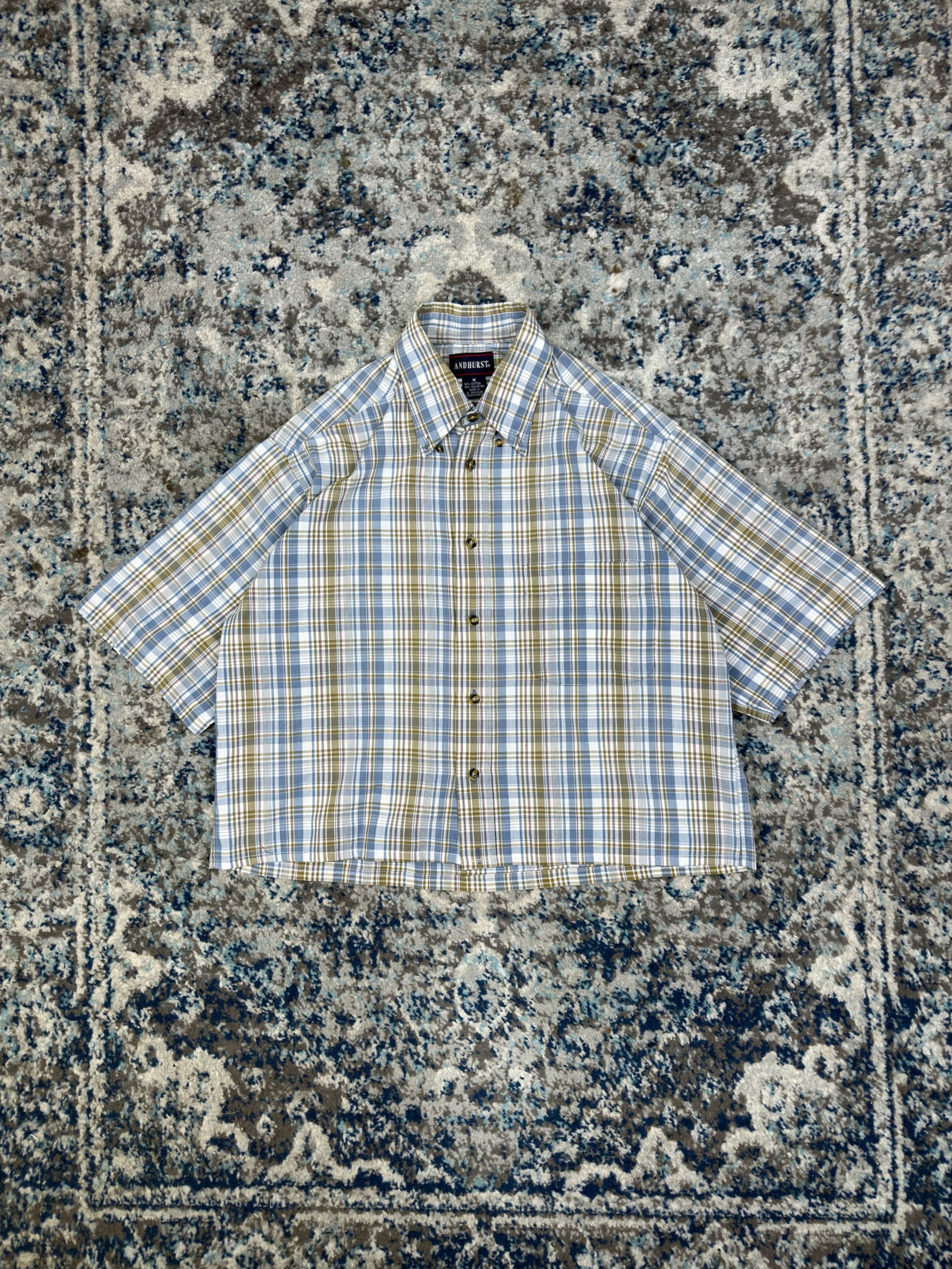 Vintage Andhurst Plaid Reworked Short Sleeve Button Up Shirt Size Medium