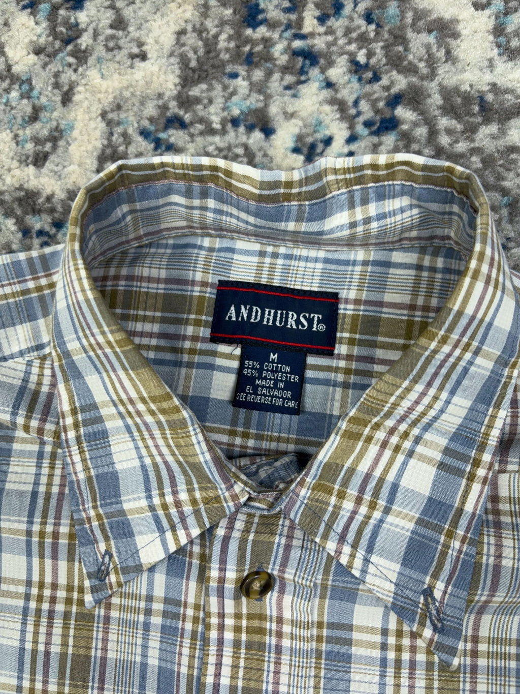 Vintage Andhurst Plaid Reworked Short Sleeve Button Up Shirt Size Medium