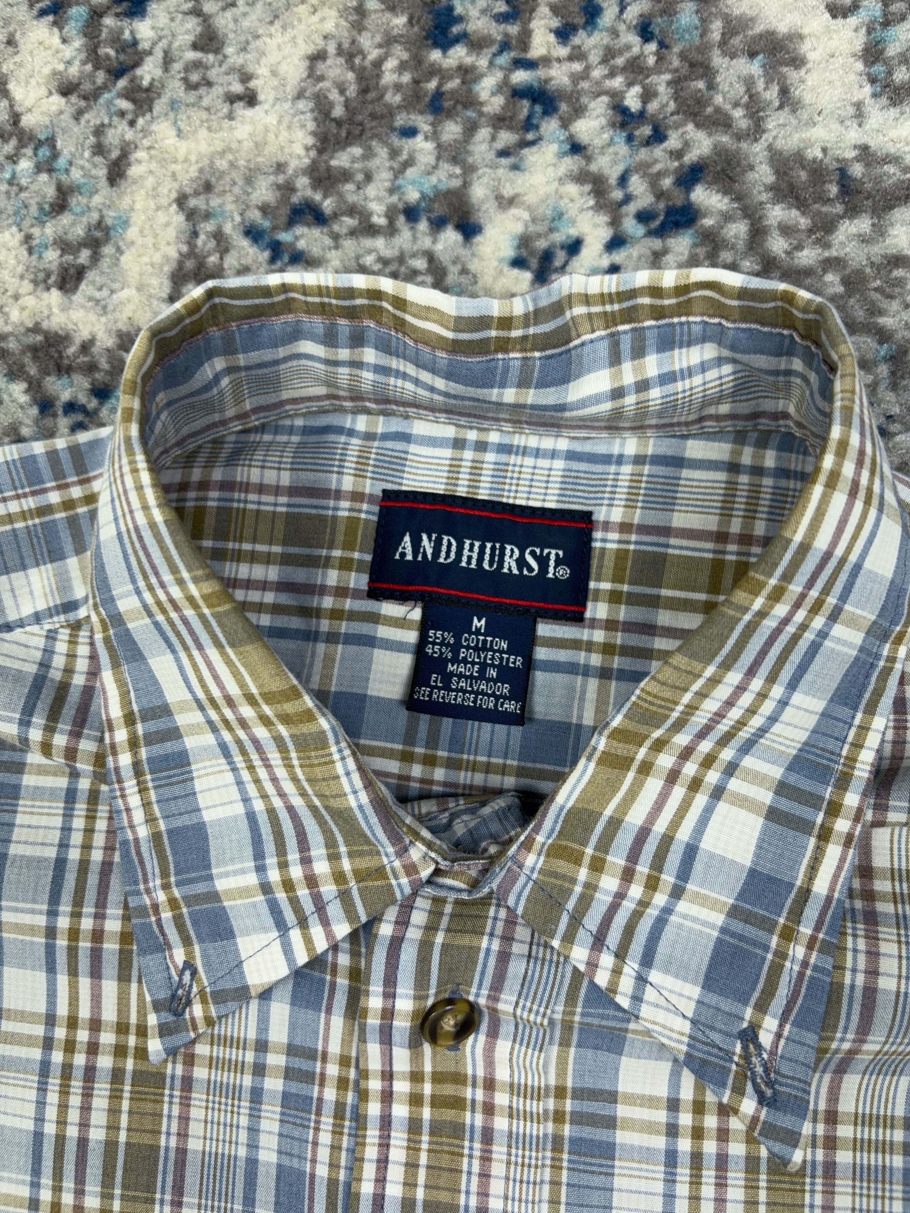 Vintage Andhurst Plaid Reworked Short Sleeve Button Up Shirt Size Medium
