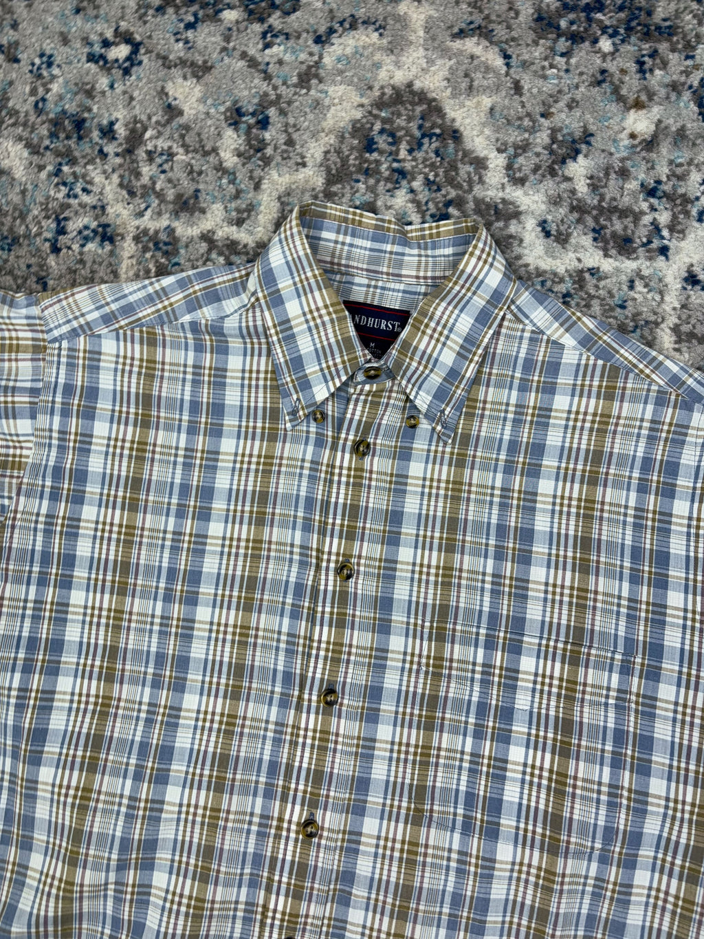 Vintage Andhurst Plaid Reworked Short Sleeve Button Up Shirt Size Medium