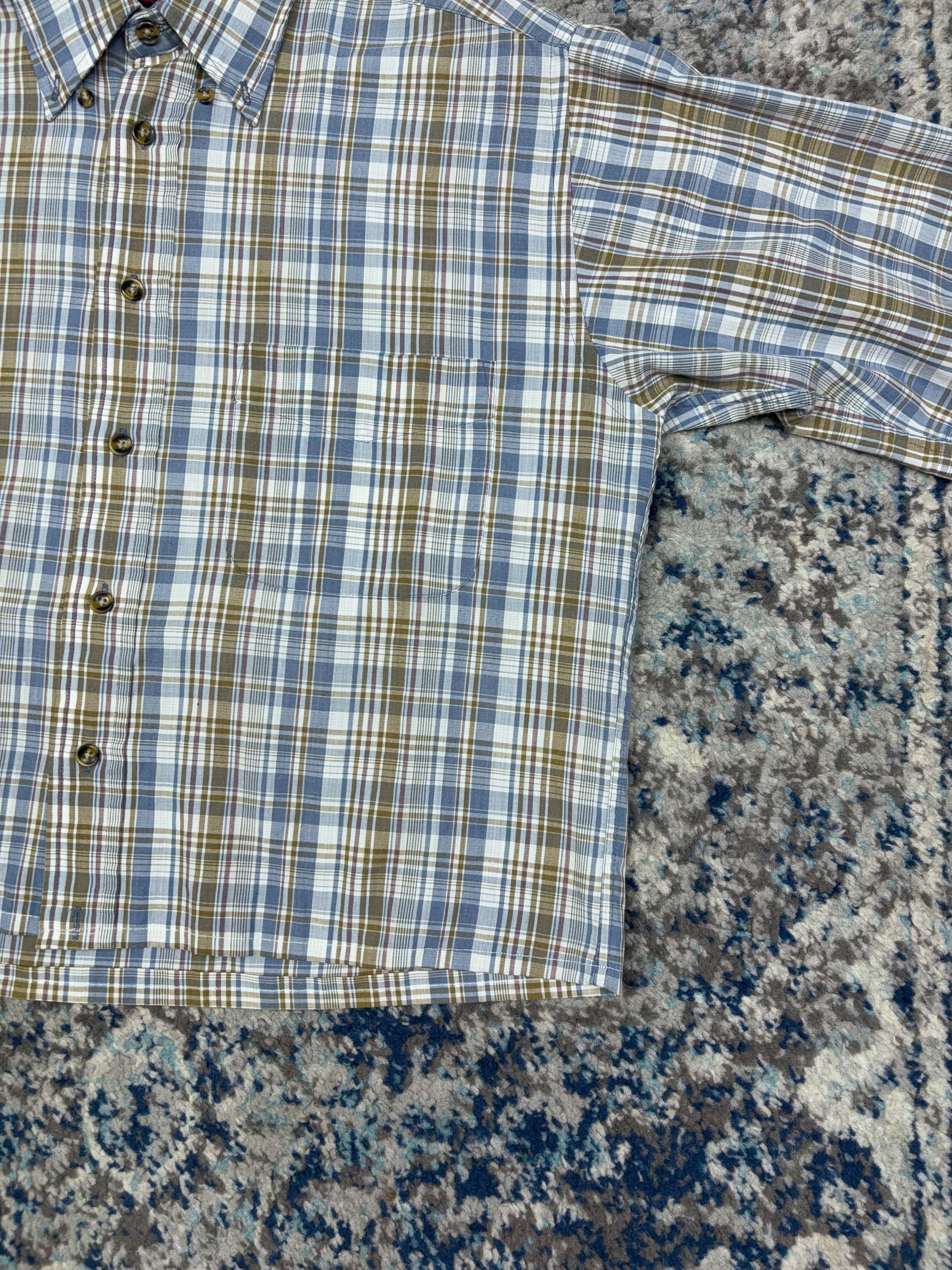 Vintage Andhurst Plaid Reworked Short Sleeve Button Up Shirt Size Medium