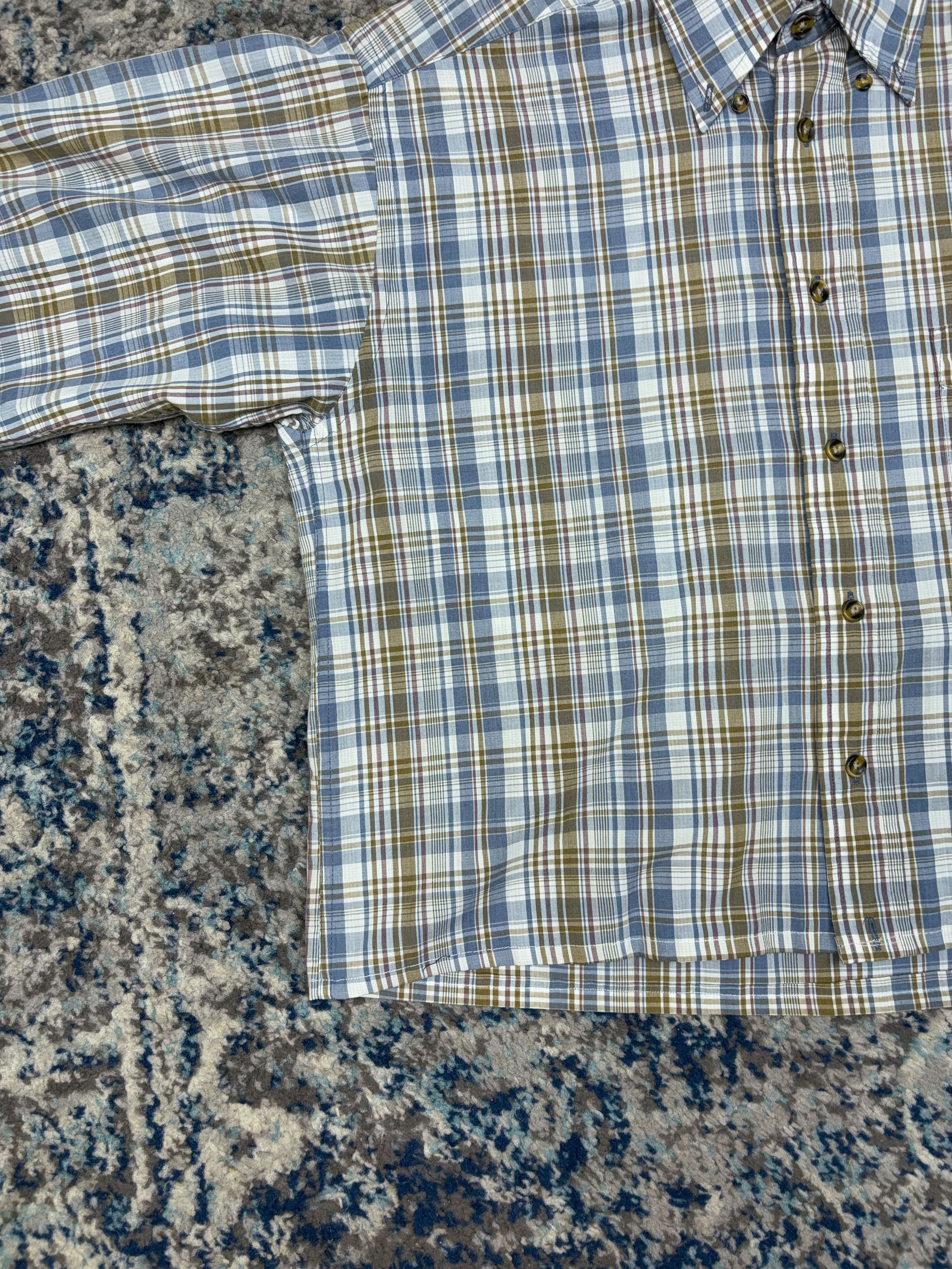 Vintage Andhurst Plaid Reworked Short Sleeve Button Up Shirt Size Medium
