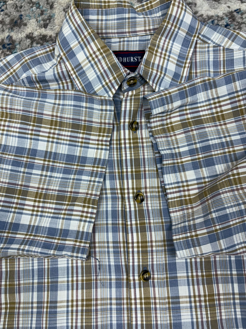 Vintage Andhurst Plaid Reworked Short Sleeve Button Up Shirt Size Medium