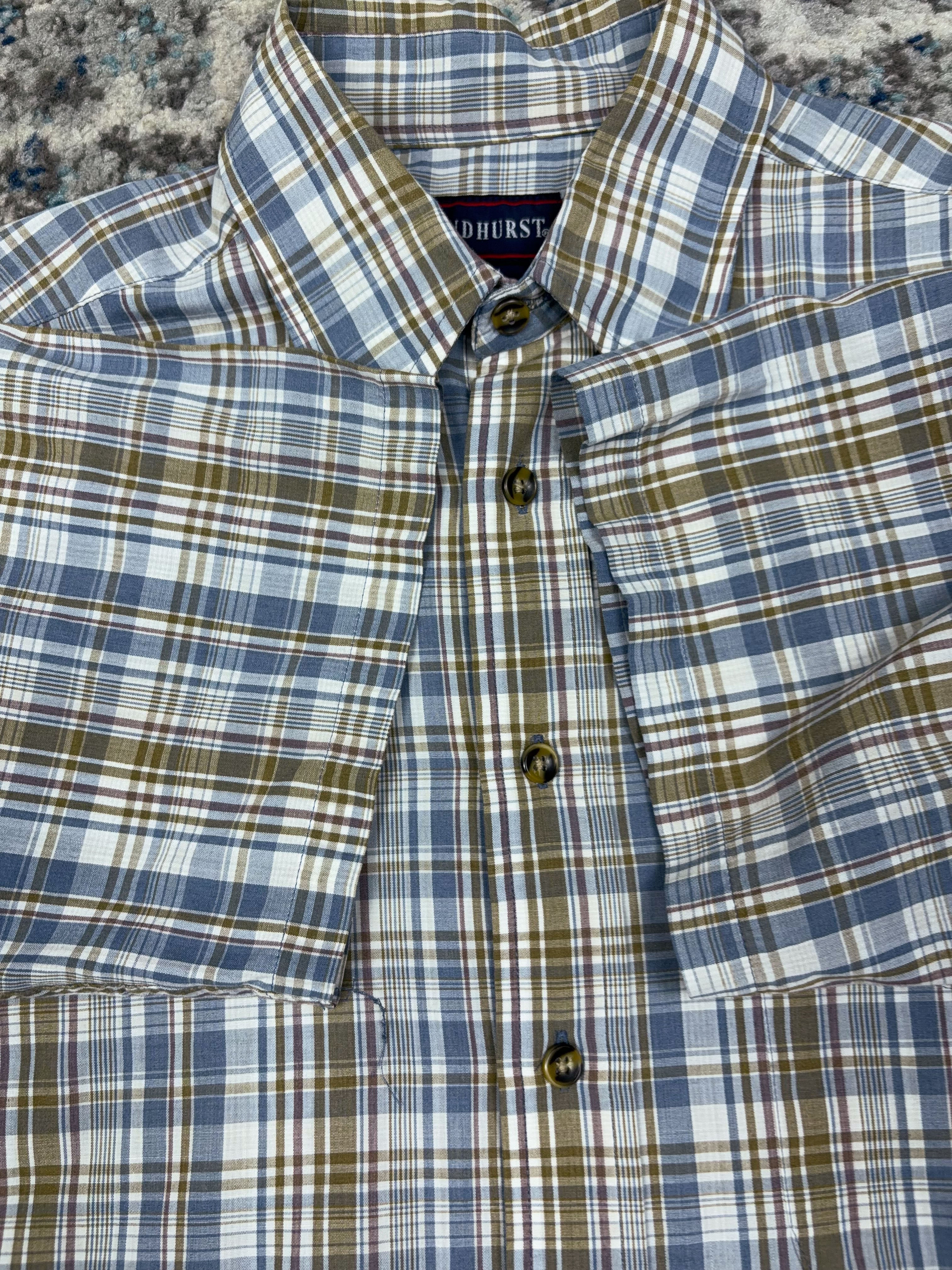 Vintage Andhurst Plaid Reworked Short Sleeve Button Up Shirt Size Medium