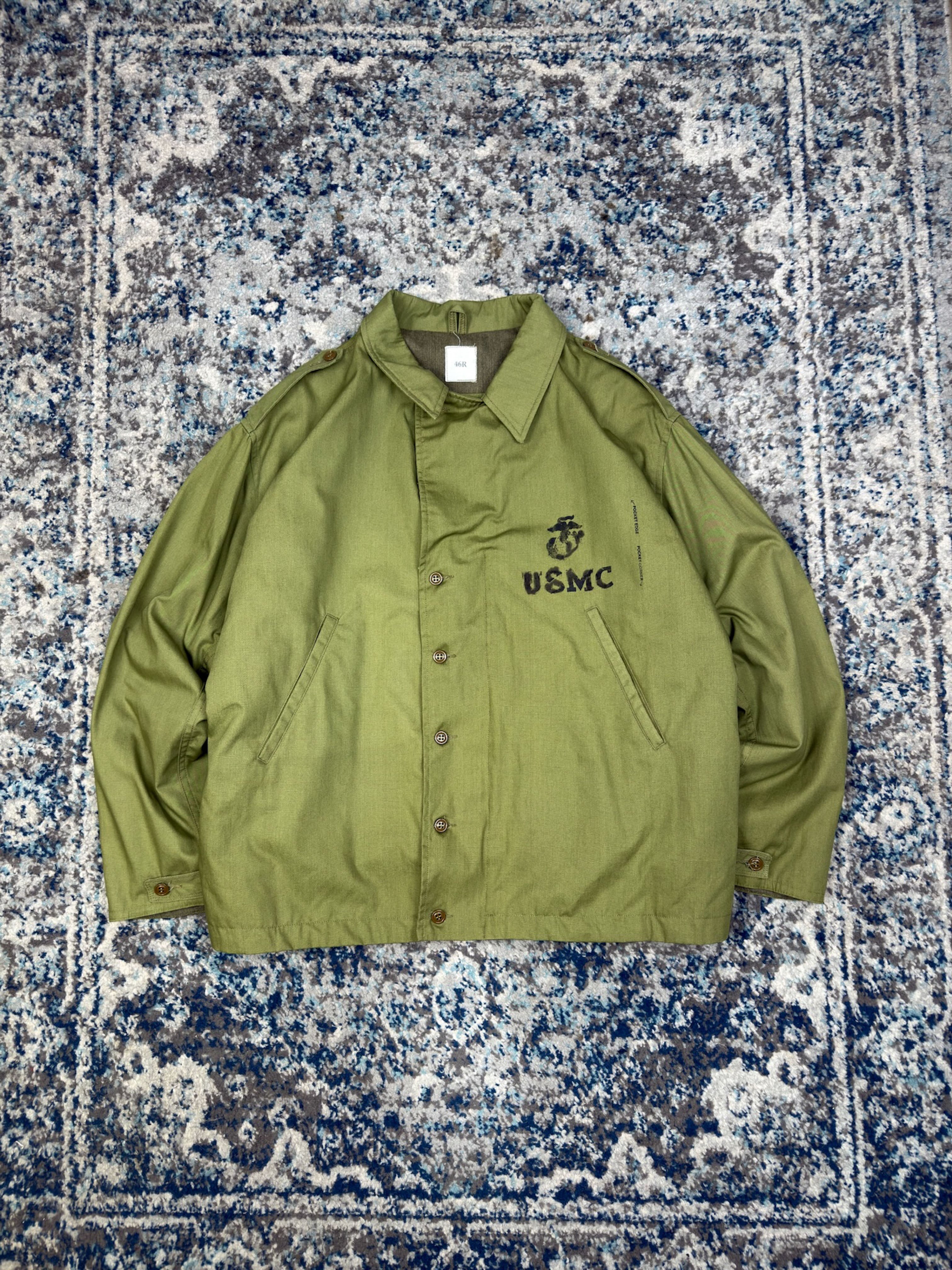Vintage 90s USMC Stamped Logo Full Zip Military Reproduction Jacket Size XL