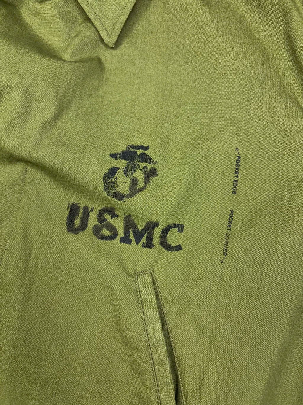 Vintage 90s USMC Stamped Logo Full Zip Military Reproduction Jacket Size XL
