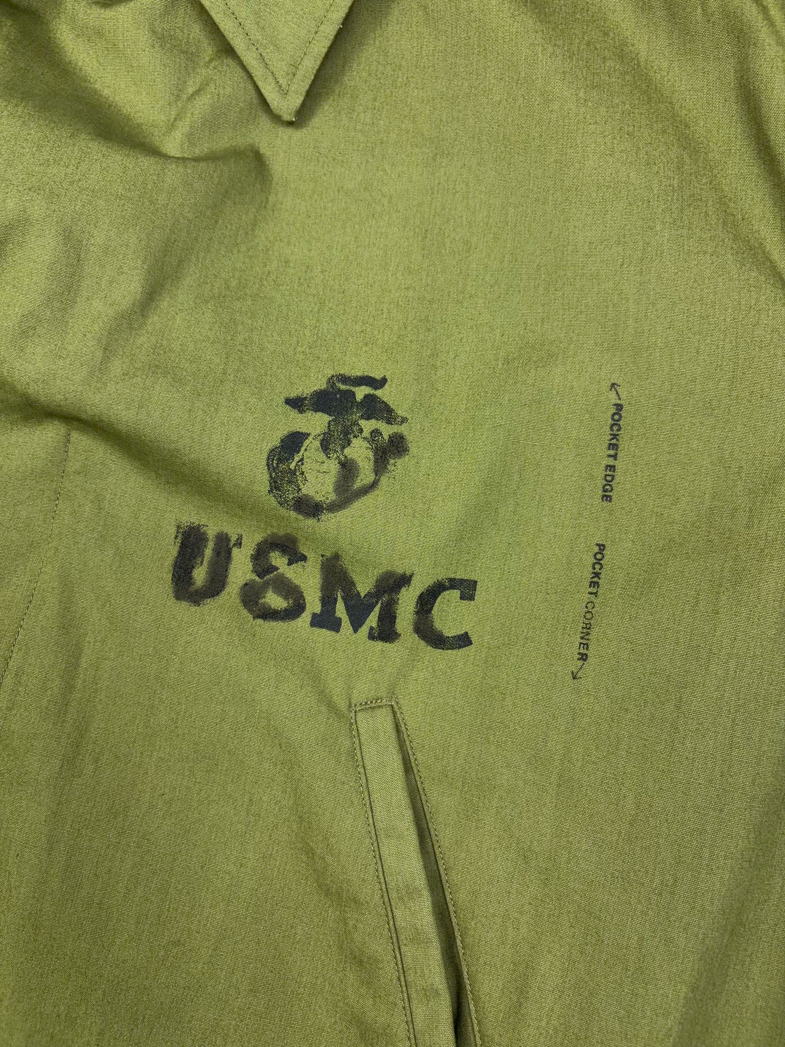 Vintage 90s USMC Stamped Logo Full Zip Military Reproduction Jacket Size XL