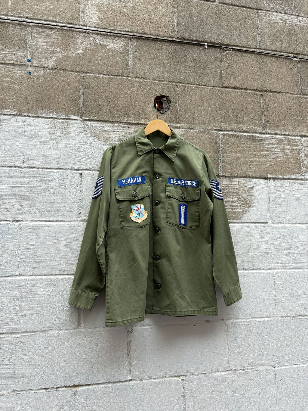 Vintage 60s OG-107 U.S. Airforce Military Fatigue Button Up Shirt Size Large