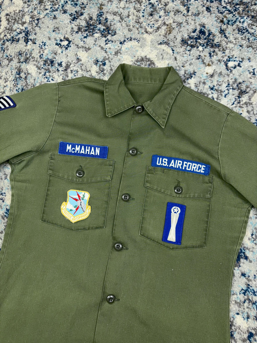 Vintage 60s OG-107 U.S. Airforce Military Fatigue Button Up Shirt Size Large