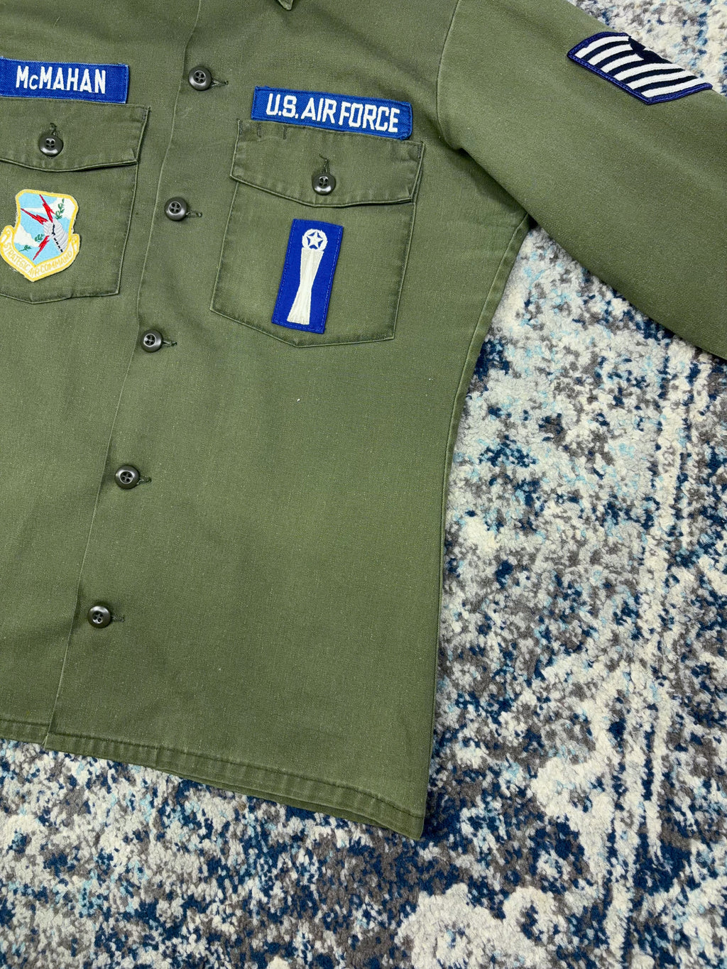 Vintage 60s OG-107 U.S. Airforce Military Fatigue Button Up Shirt Size Large