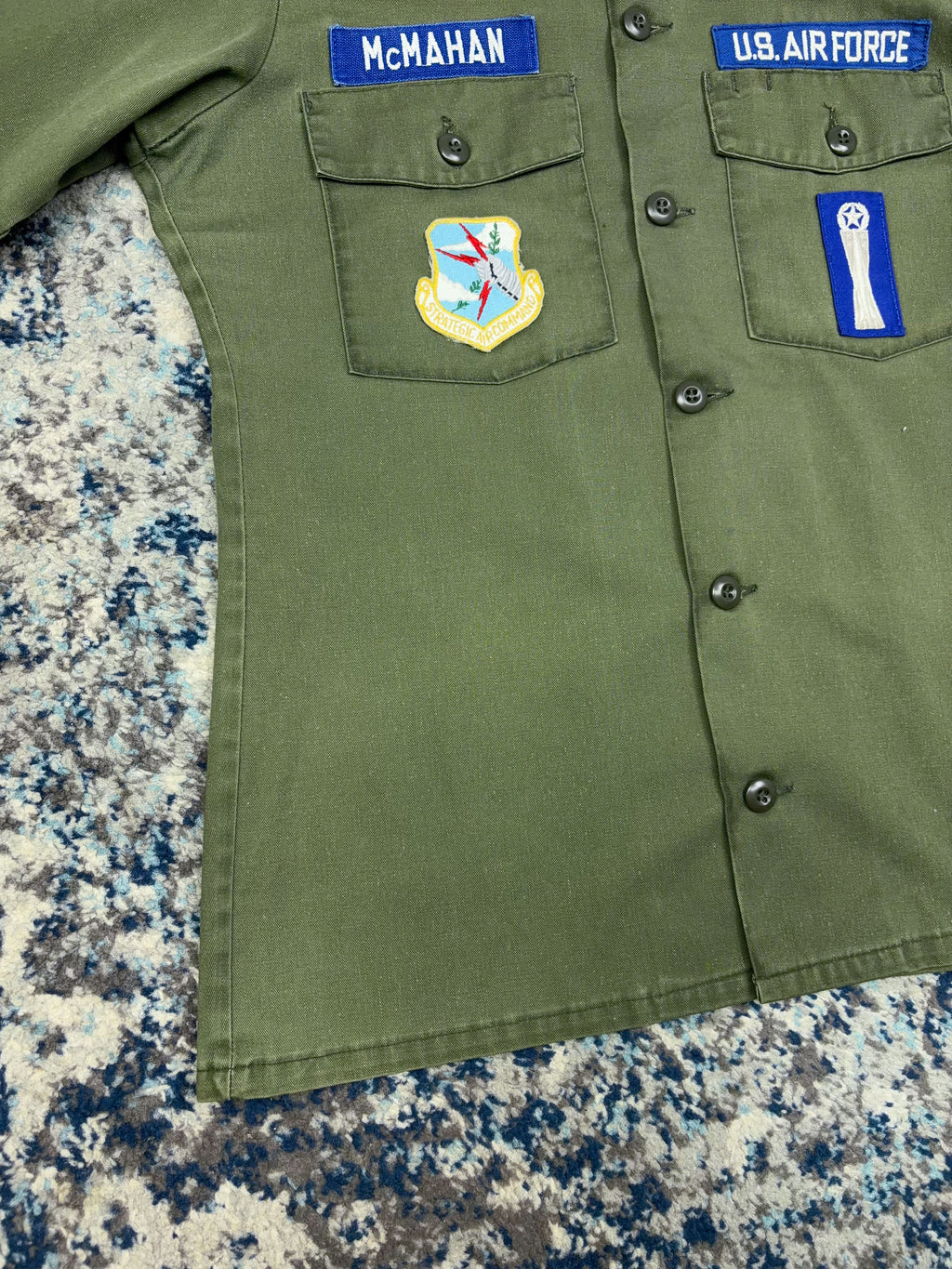 Vintage 60s OG-107 U.S. Airforce Military Fatigue Button Up Shirt Size Large