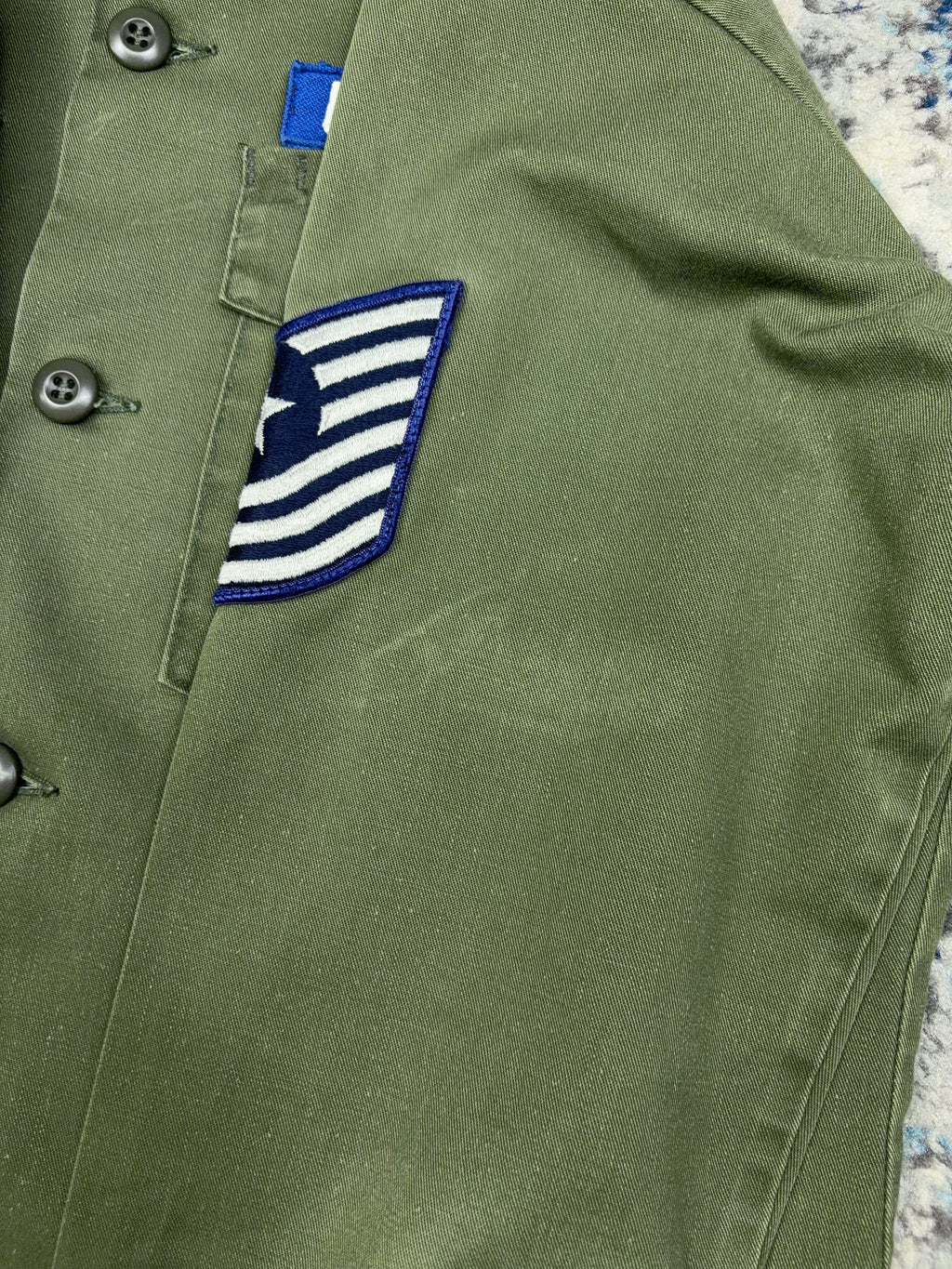 Vintage 60s OG-107 U.S. Airforce Military Fatigue Button Up Shirt Size Large