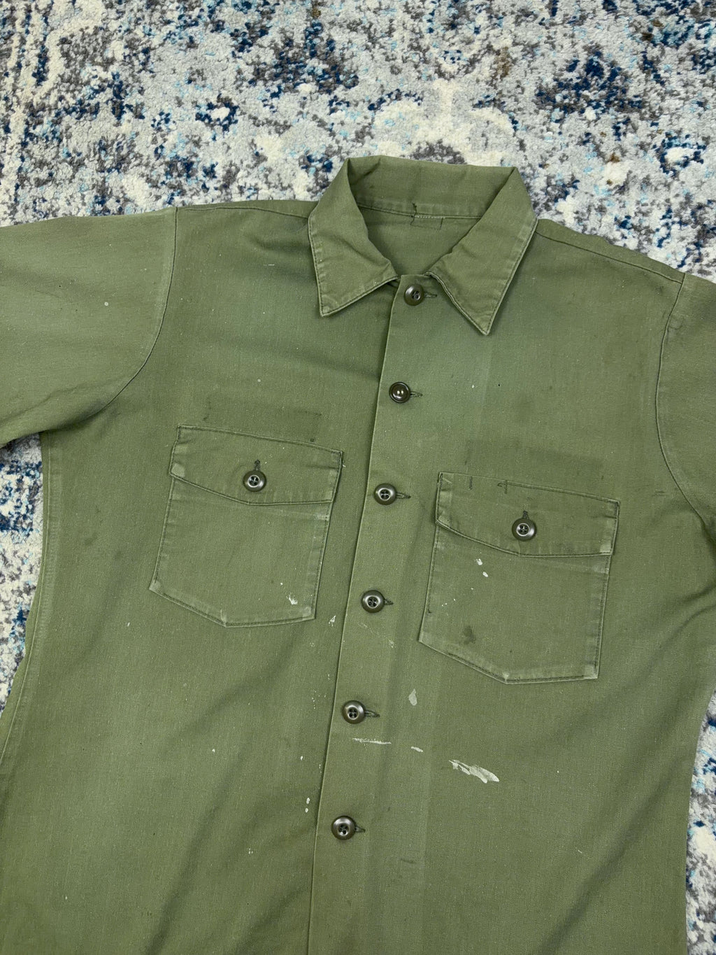 Vintage 60s/70s U.S. Army OG-107 Military Button Up Shirt Size XL