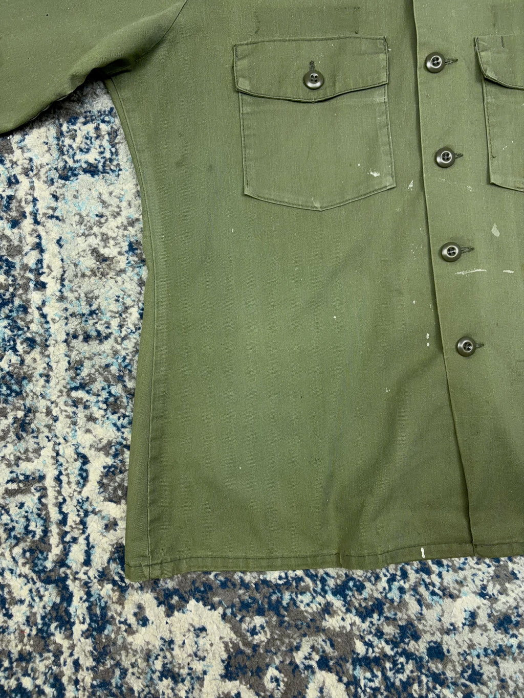 Vintage 60s/70s U.S. Army OG-107 Military Button Up Shirt Size XL