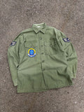 Vintage 60s/70s U.S. Airforce OG-107 Tactical Air Command Fatigue Button Up Shirt Size Large