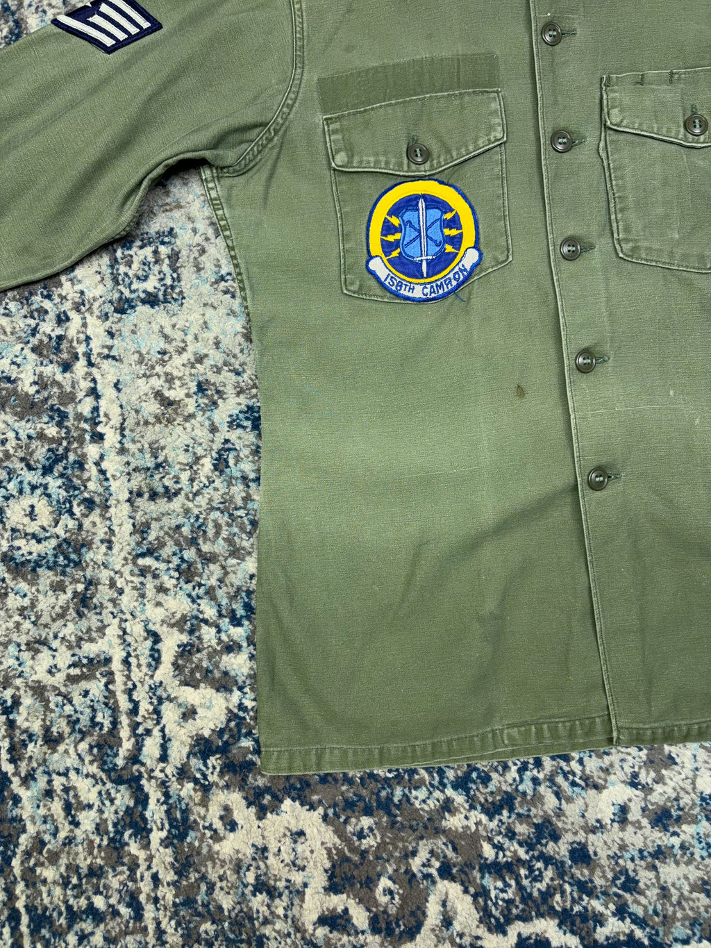 Vintage 60s/70s U.S. Airforce OG-107 Tactical Air Command Fatigue Button Up Shirt Size Large