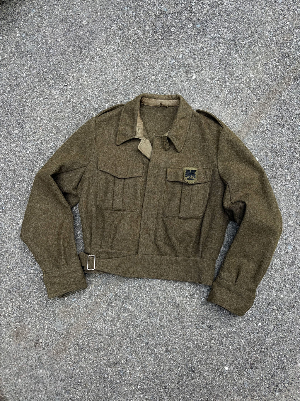 Vintage 1950s Commonwealth Wool Battledress Button Up Jacket Size Small