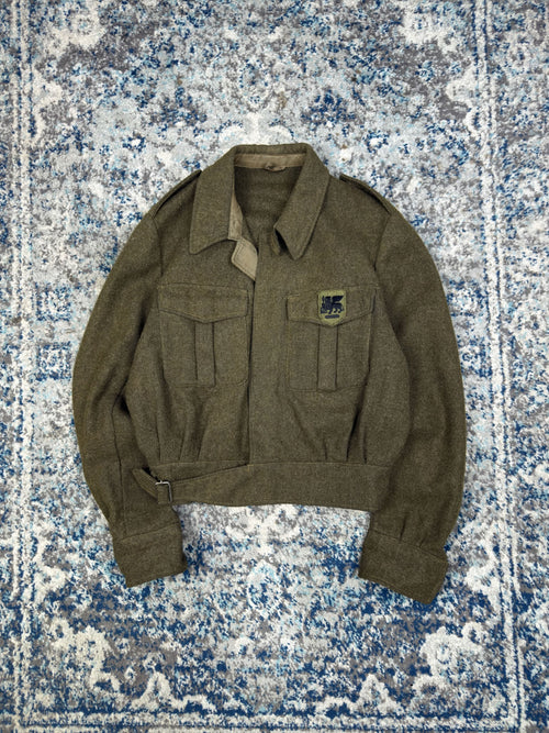 Vintage 1950s Commonwealth Wool Battledress Button Up Jacket Size Small