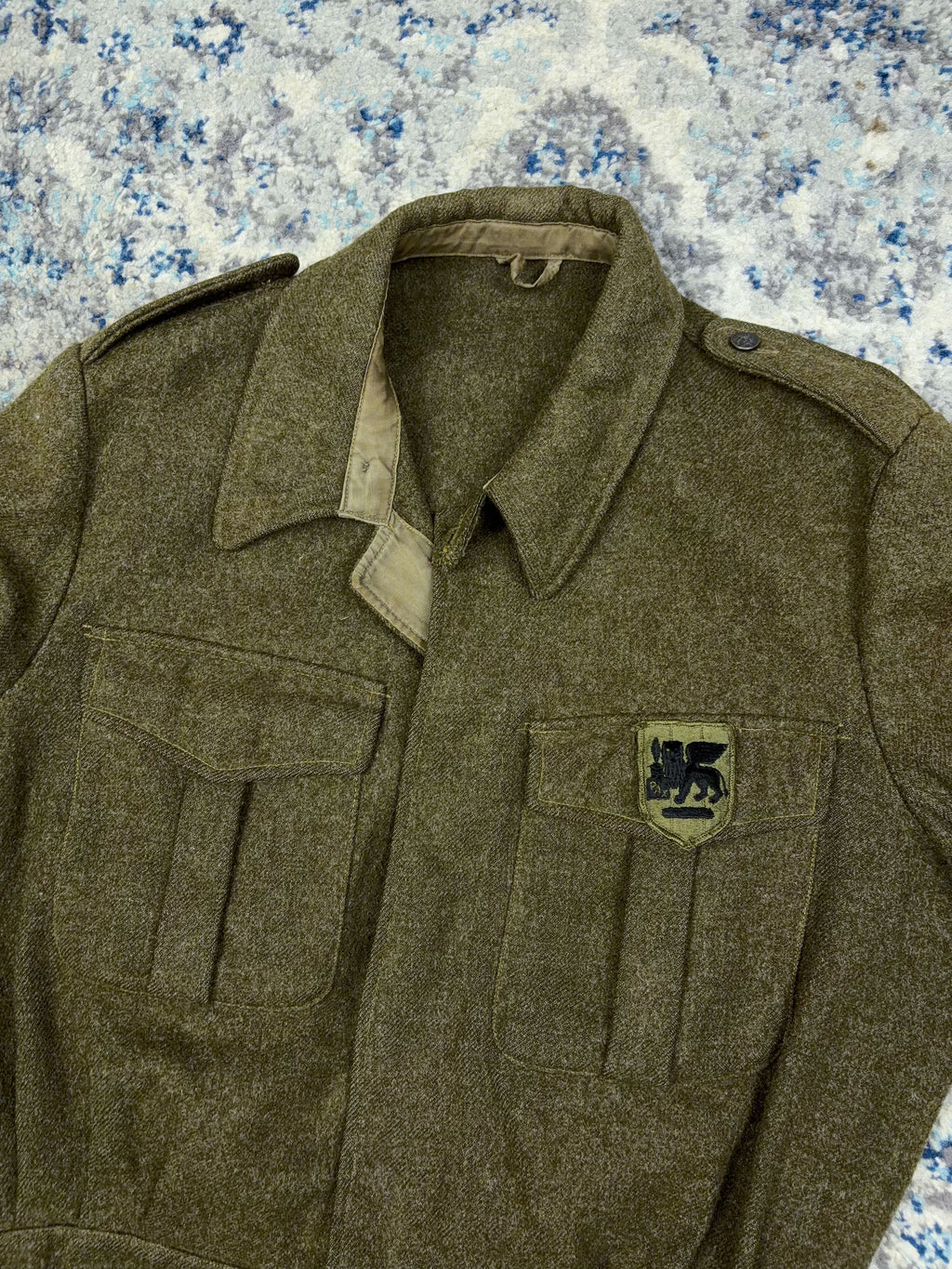 Vintage 1950s Commonwealth Wool Battledress Button Up Jacket Size Small