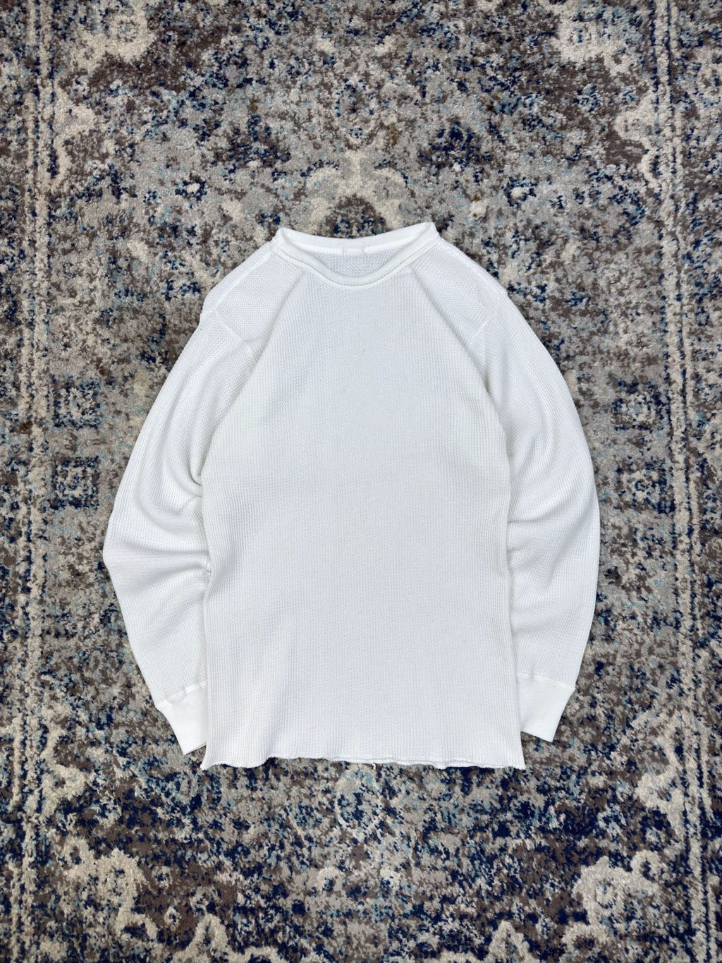 Vintage Blank Waffle Thermal Long Sleeve T-Shirt Size Medium