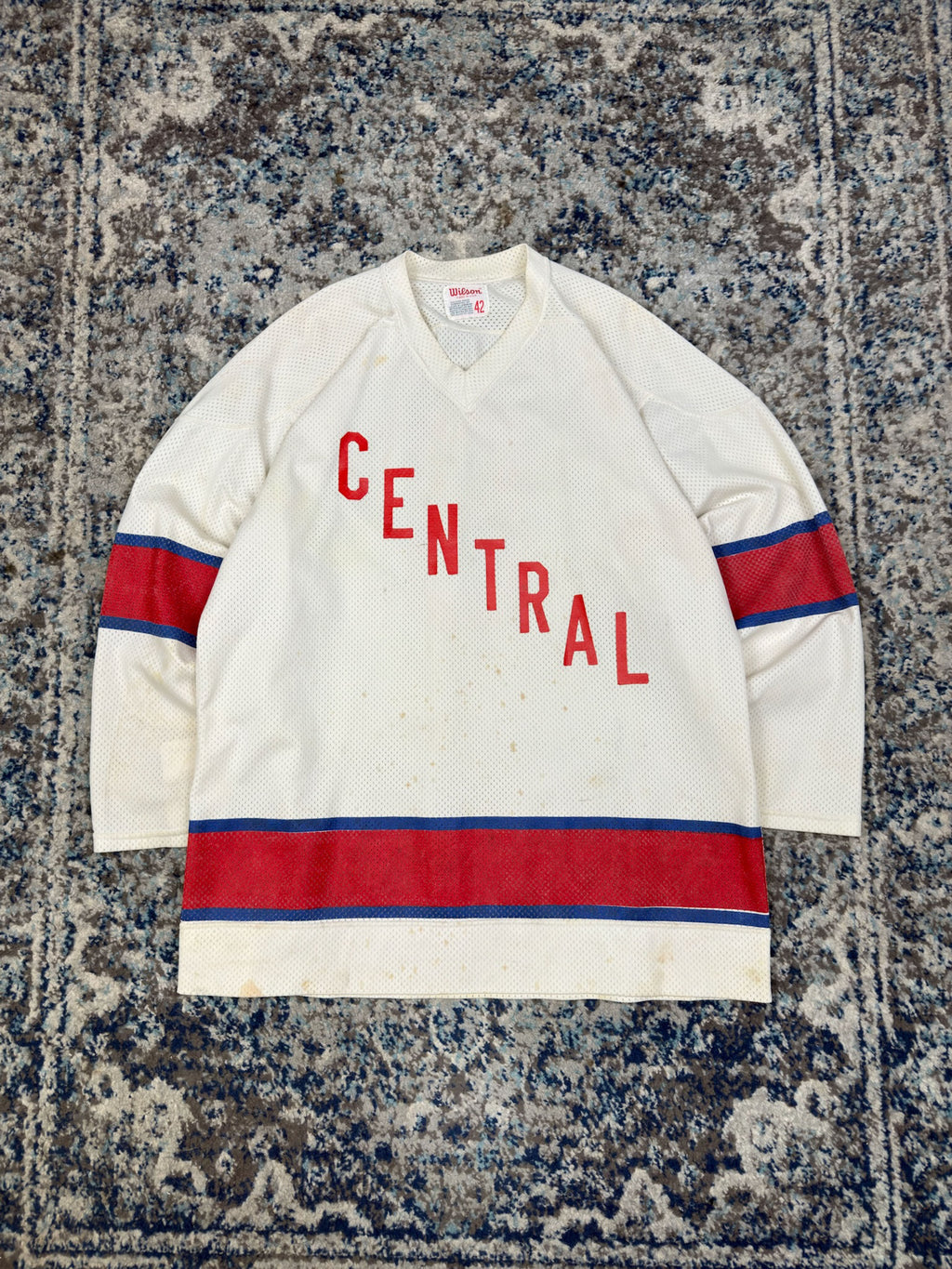 Vintage 60s Central Spellout Wilson Long Sleeve Hockey Jersey Size Large