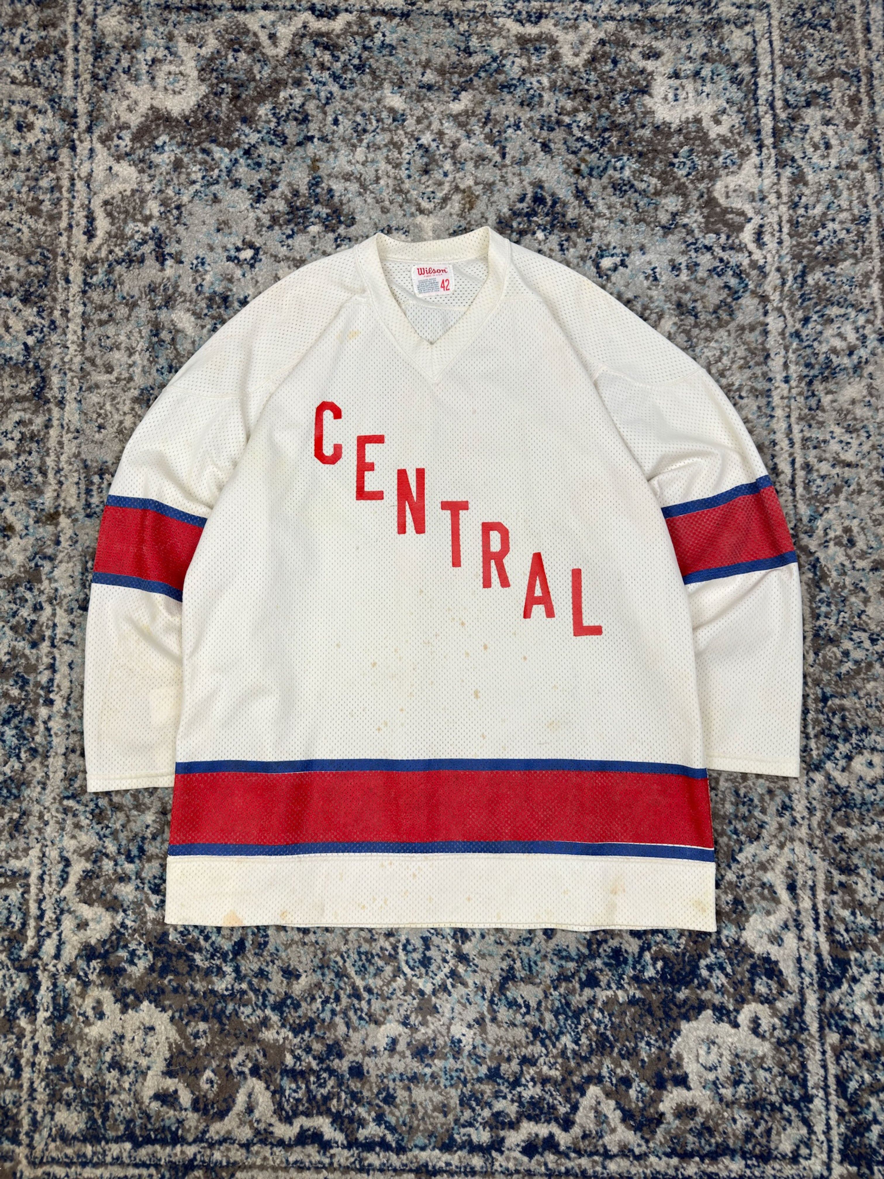 Vintage 60s Central Spellout Wilson Long Sleeve Hockey Jersey Size Large