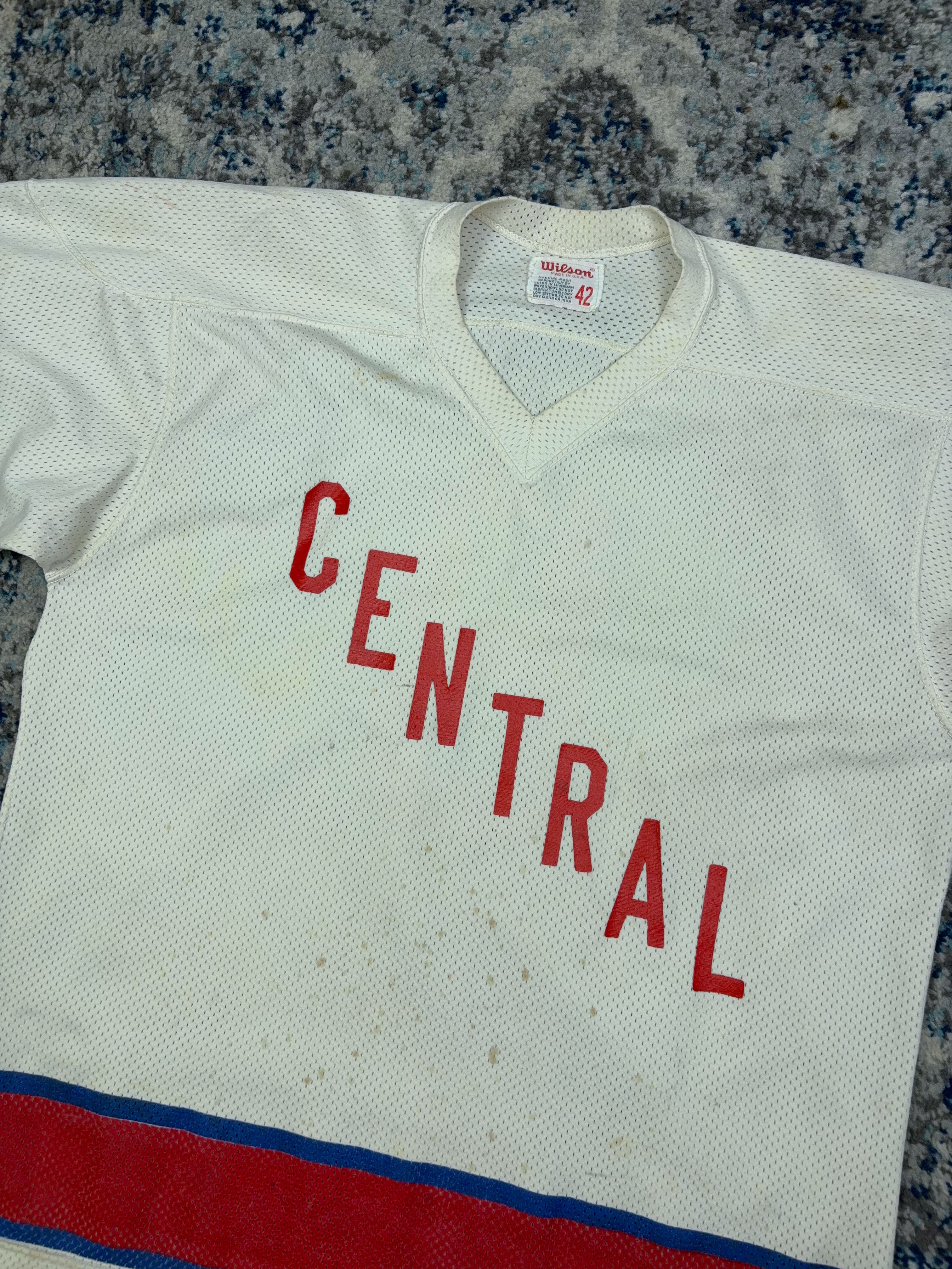 Vintage 60s Central Spellout Wilson Long Sleeve Hockey Jersey Size Large