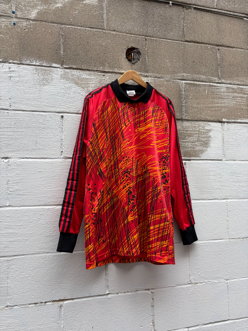 Vintage 90s Adidas Splatter Pattern Long Sleeve Goalkeeper Soccer Jersey Size XL