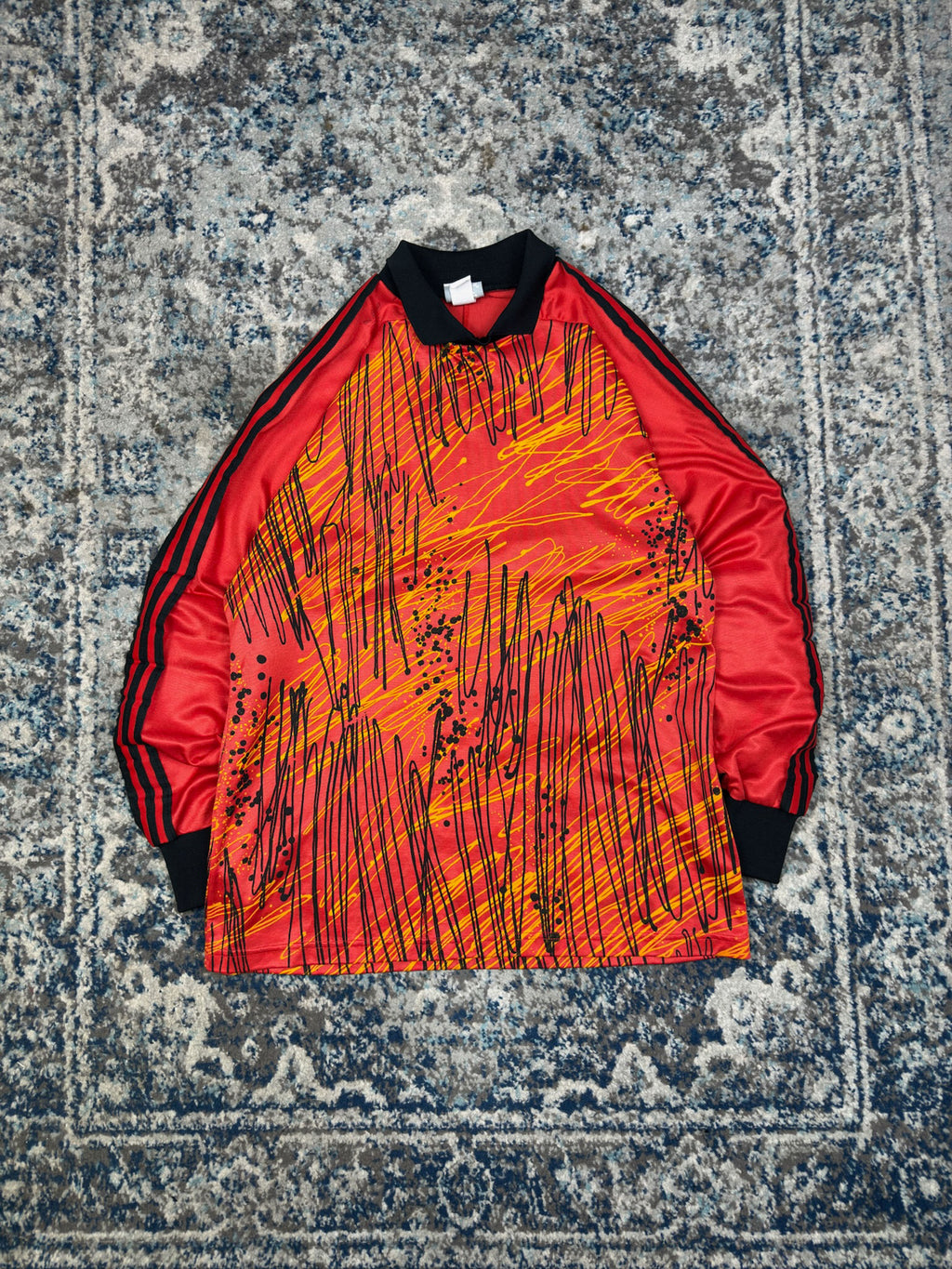 Vintage 90s Adidas Splatter Pattern Long Sleeve Goalkeeper Soccer Jersey Size XL